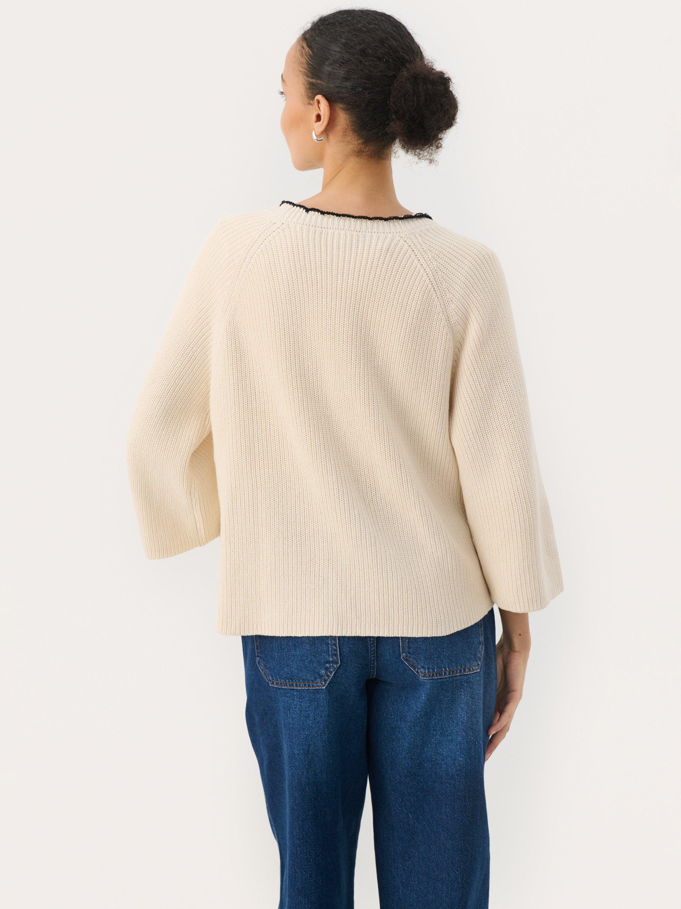 Product image 2 of 6, which shows Part Two Tritte Cotton Long Sleeve Knitted Cardigan , White, XS
