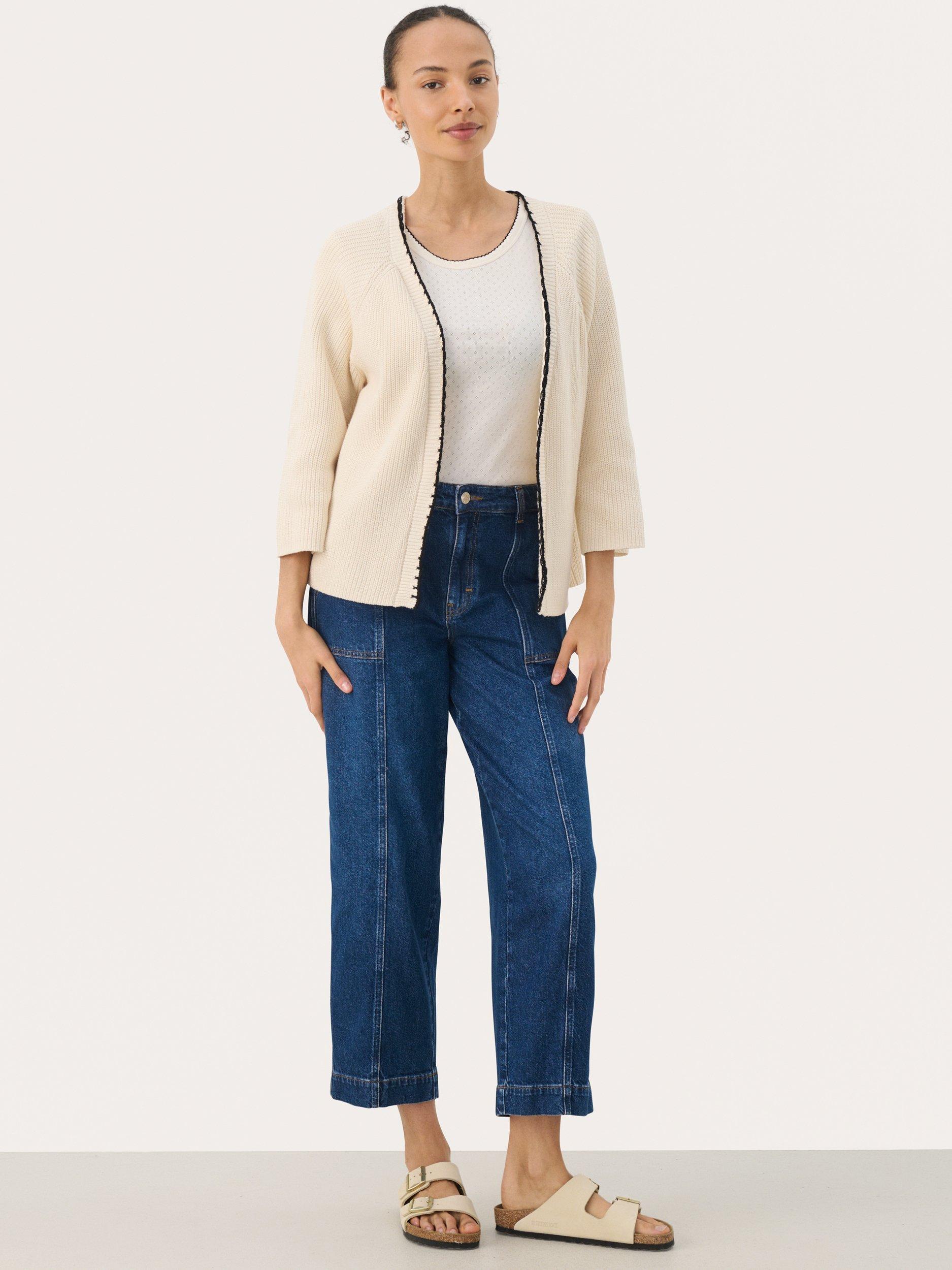 Product image 3 of 6, which shows Part Two Tritte Cotton Long Sleeve Knitted Cardigan , White, XS