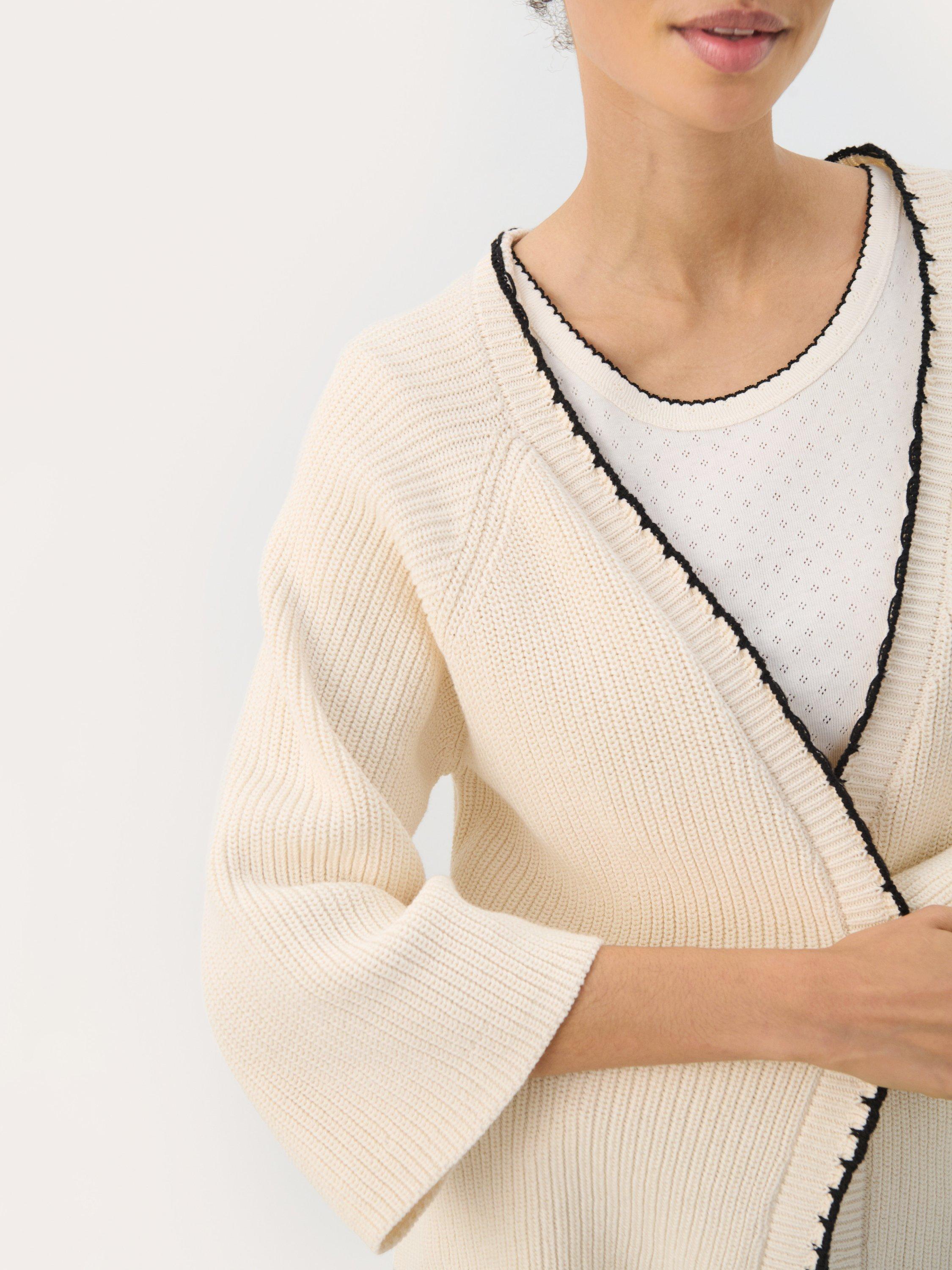 Product image 4 of 6, which shows Part Two Tritte Cotton Long Sleeve Knitted Cardigan , White, XS