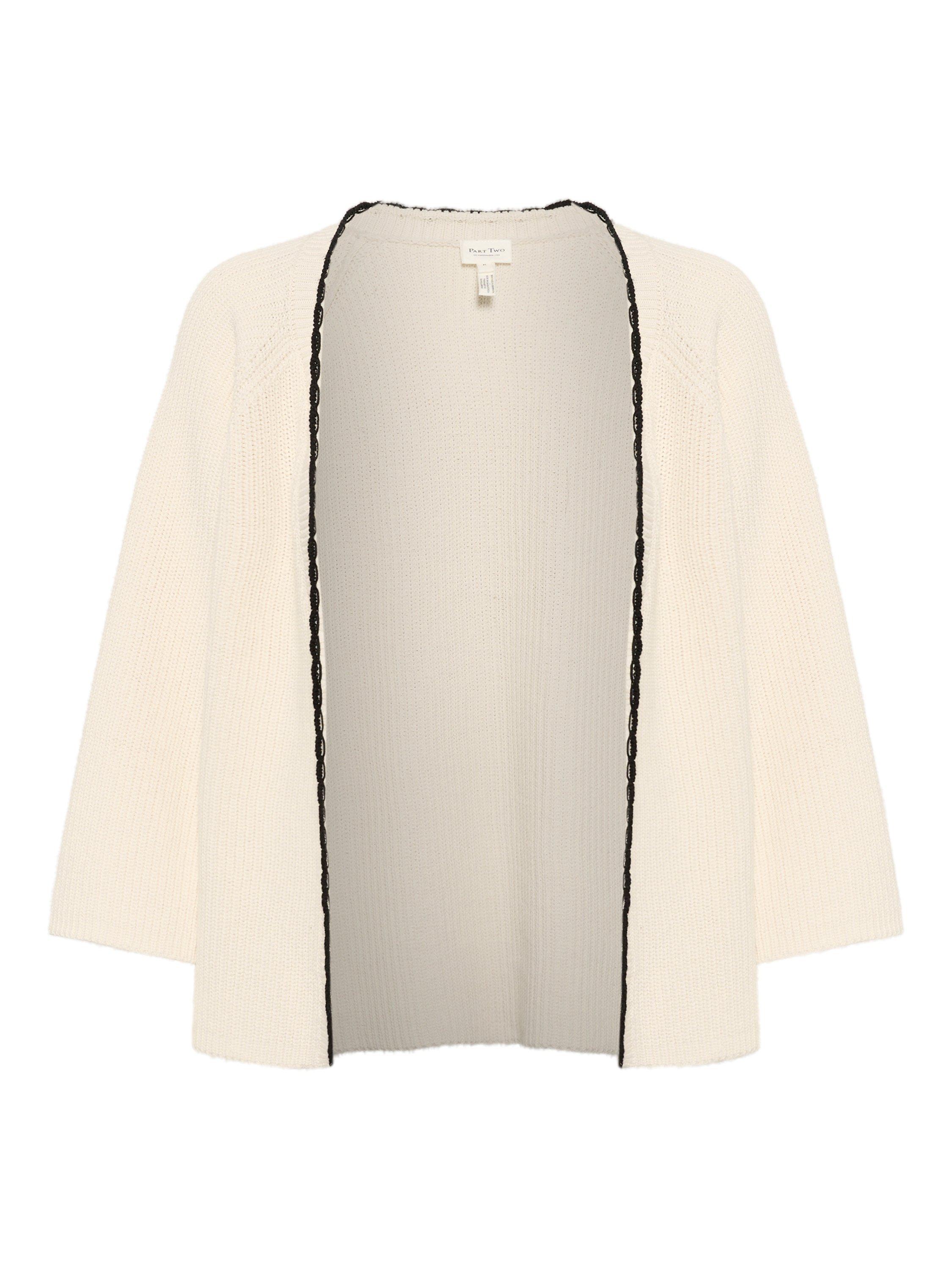 Product image 5 of 6, which shows Part Two Tritte Cotton Long Sleeve Knitted Cardigan , White, XS