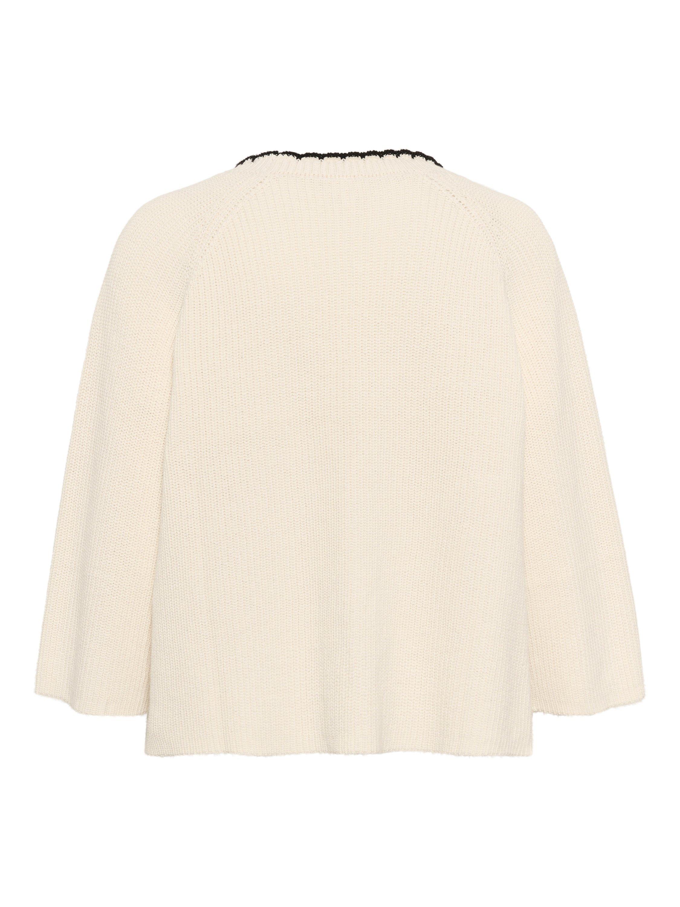 Product image 6 of 6, which shows Part Two Tritte Cotton Long Sleeve Knitted Cardigan , White, XS