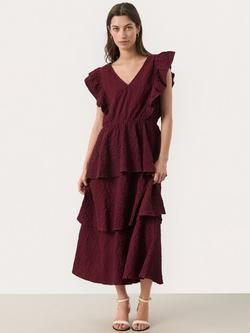 Part Two Tula Ruffle Midi Dress, Mid Red