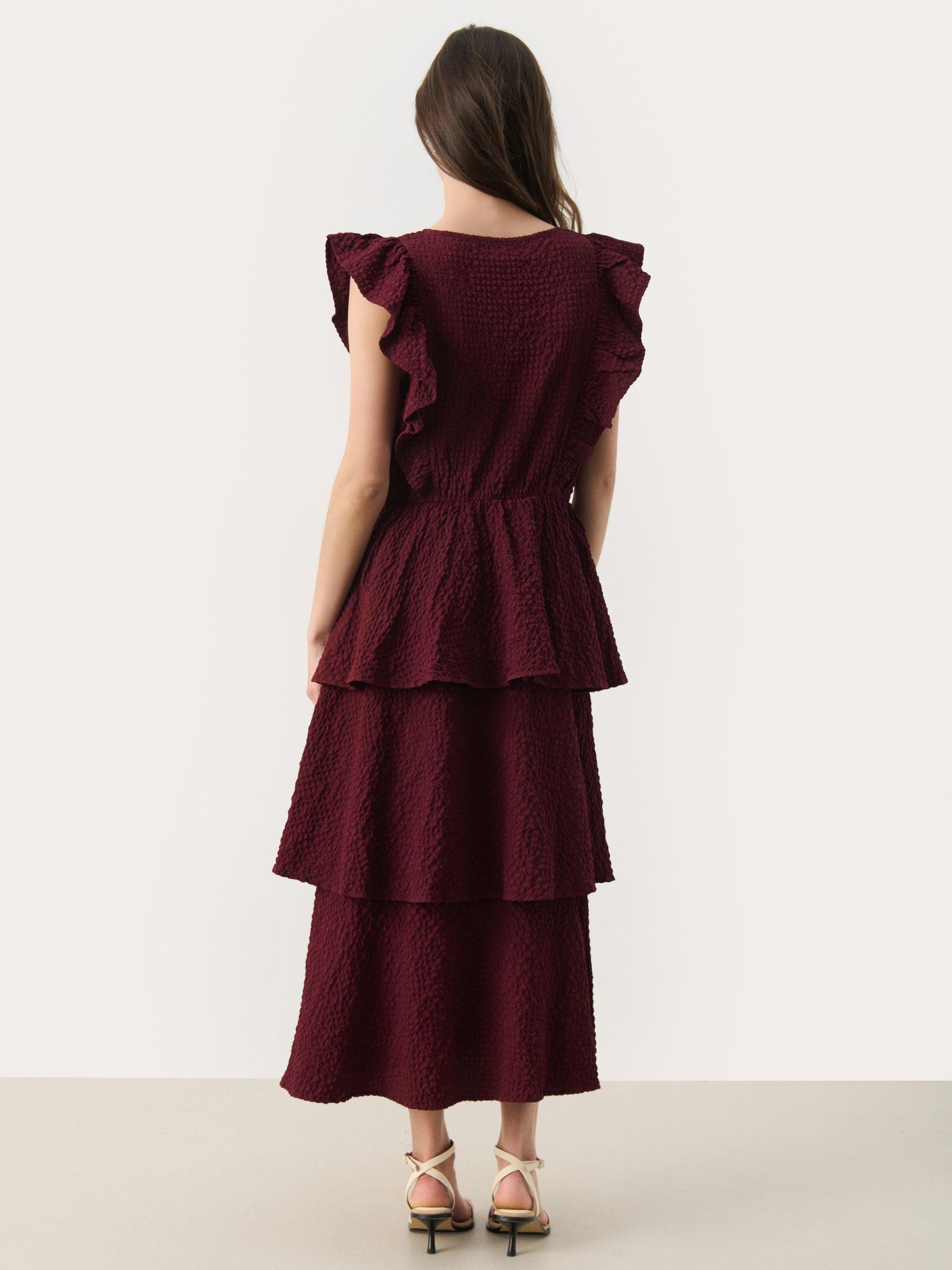 Product image 2 of 5, which shows Part Two Tula Ruffle Midi Dress, Mid Red, 12