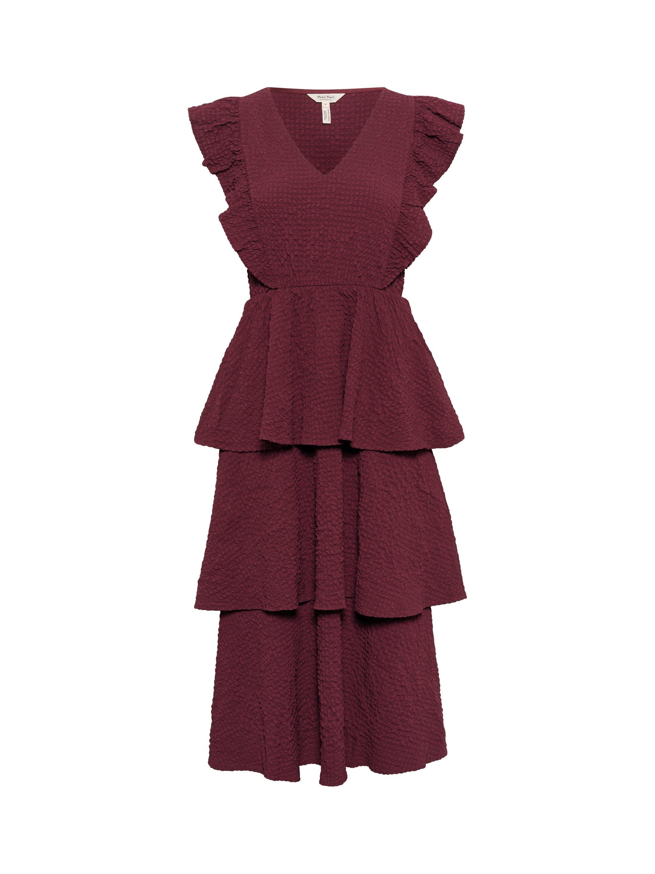 Product image 4 of 5, which shows Part Two Tula Ruffle Midi Dress, Mid Red, 12