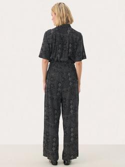Part Two Tilla Floral Collar Short Sleeve Jumpsuit - view 2, Black/Multi
