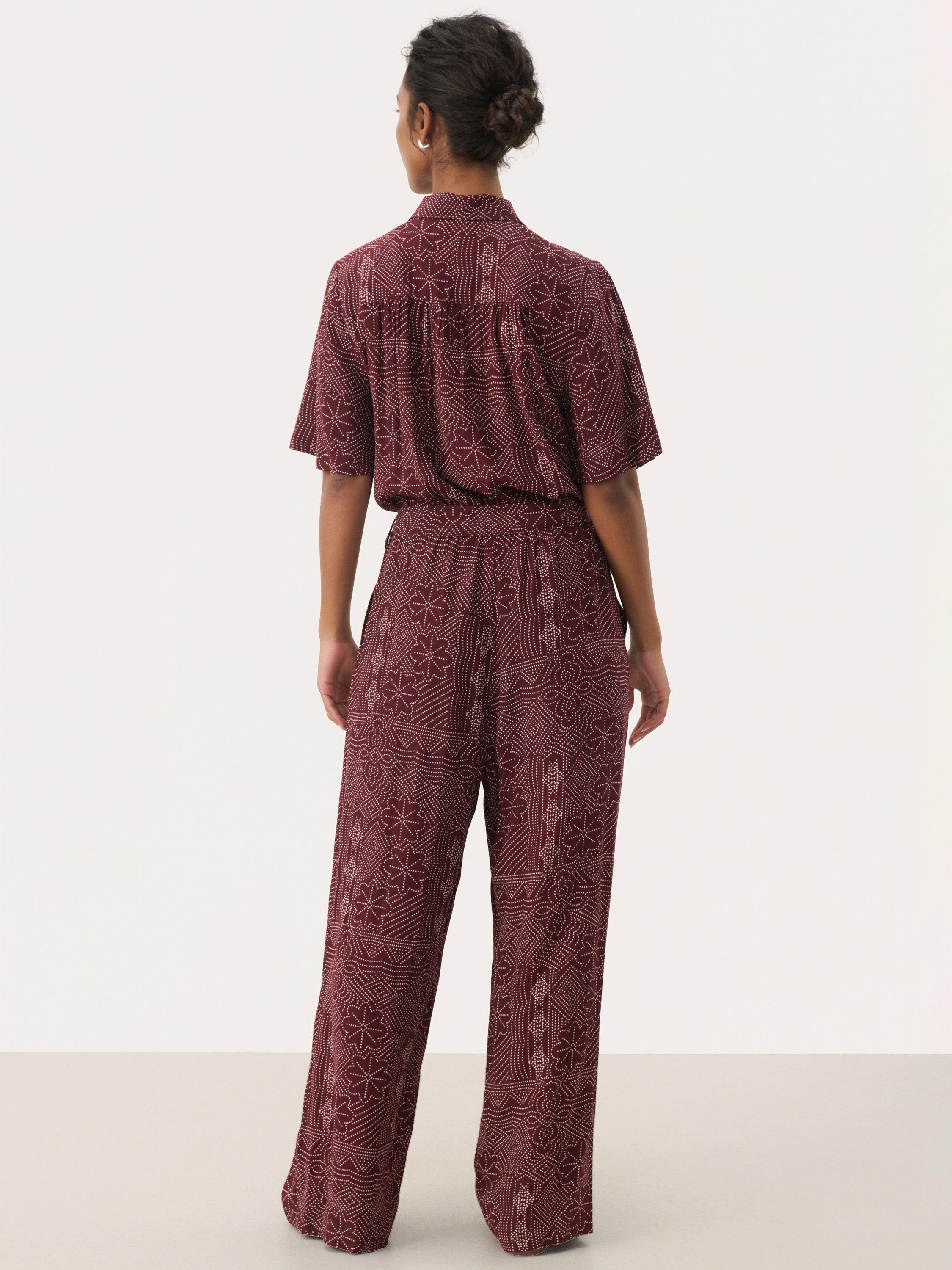 Product image 2 of 6, which shows Part Two Tilla Floral Collar Short Sleeve Jumpsuit, Red/Multi, 8