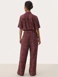 Part Two Tilla Floral Collar Short Sleeve Jumpsuit, Red/Multi