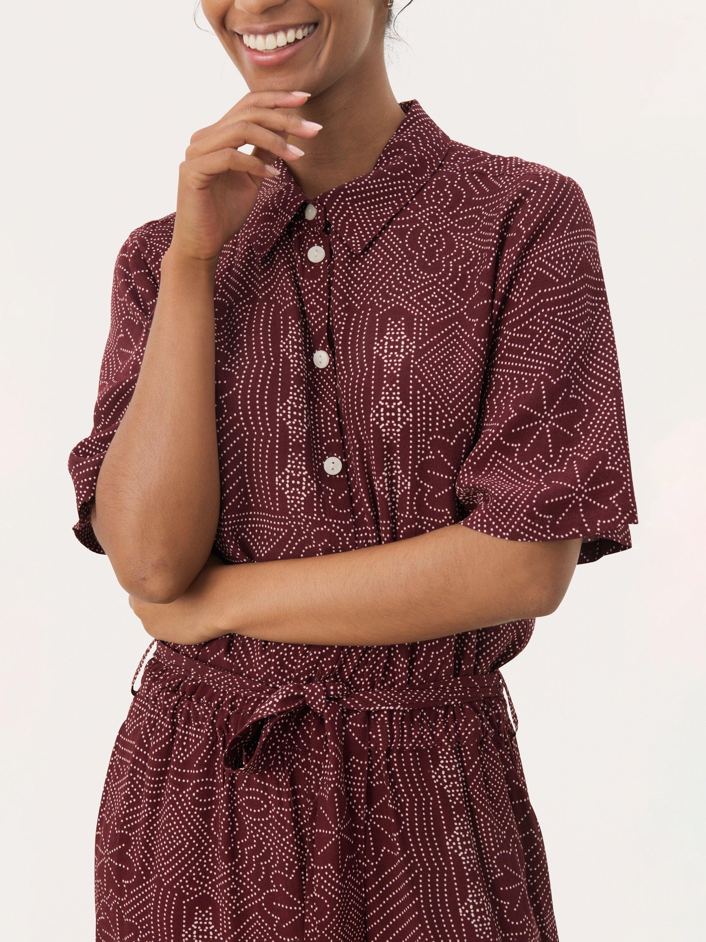 Product image 4 of 6, which shows Part Two Tilla Floral Collar Short Sleeve Jumpsuit, Red/Multi, 8