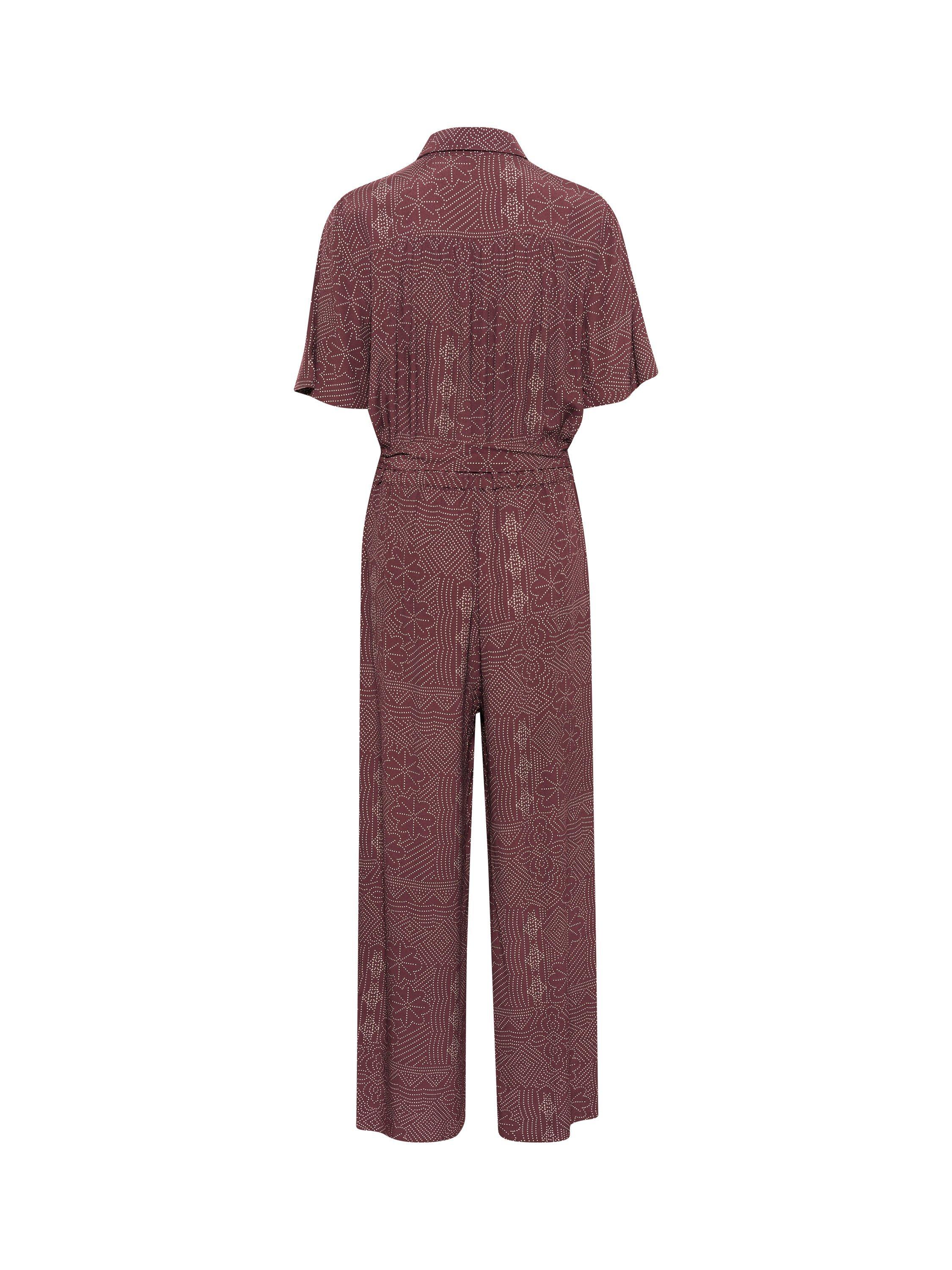 Product image 6 of 6, which shows Part Two Tilla Floral Collar Short Sleeve Jumpsuit, Red/Multi, 8