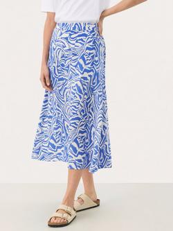 Part Two BiseraPW Abstract Pattern A-Line Midi Skirt, Blue/Multi
