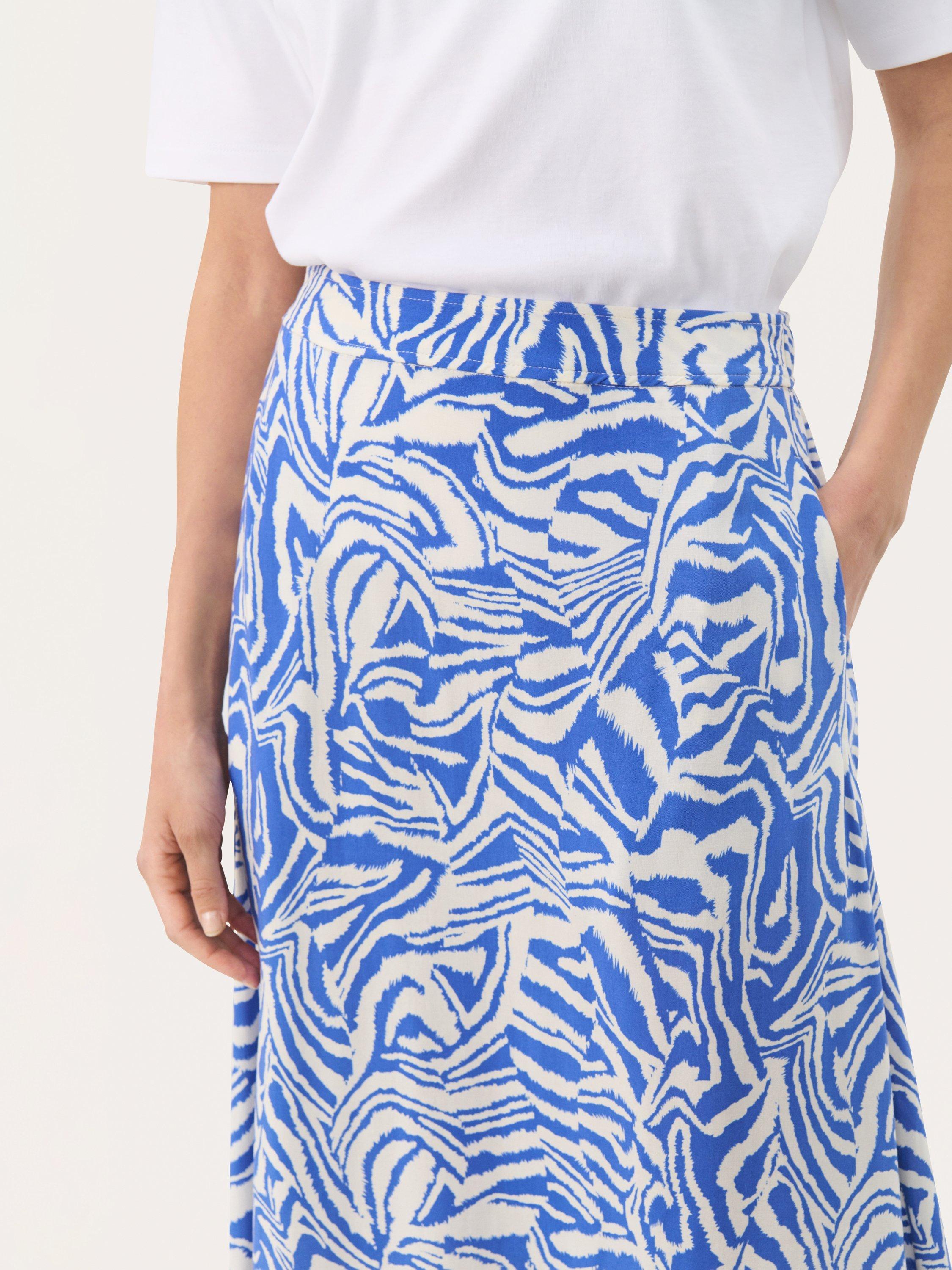Product image 4 of 6, which shows Part Two BiseraPW Abstract Pattern A-Line Midi Skirt, Blue/Multi, 8