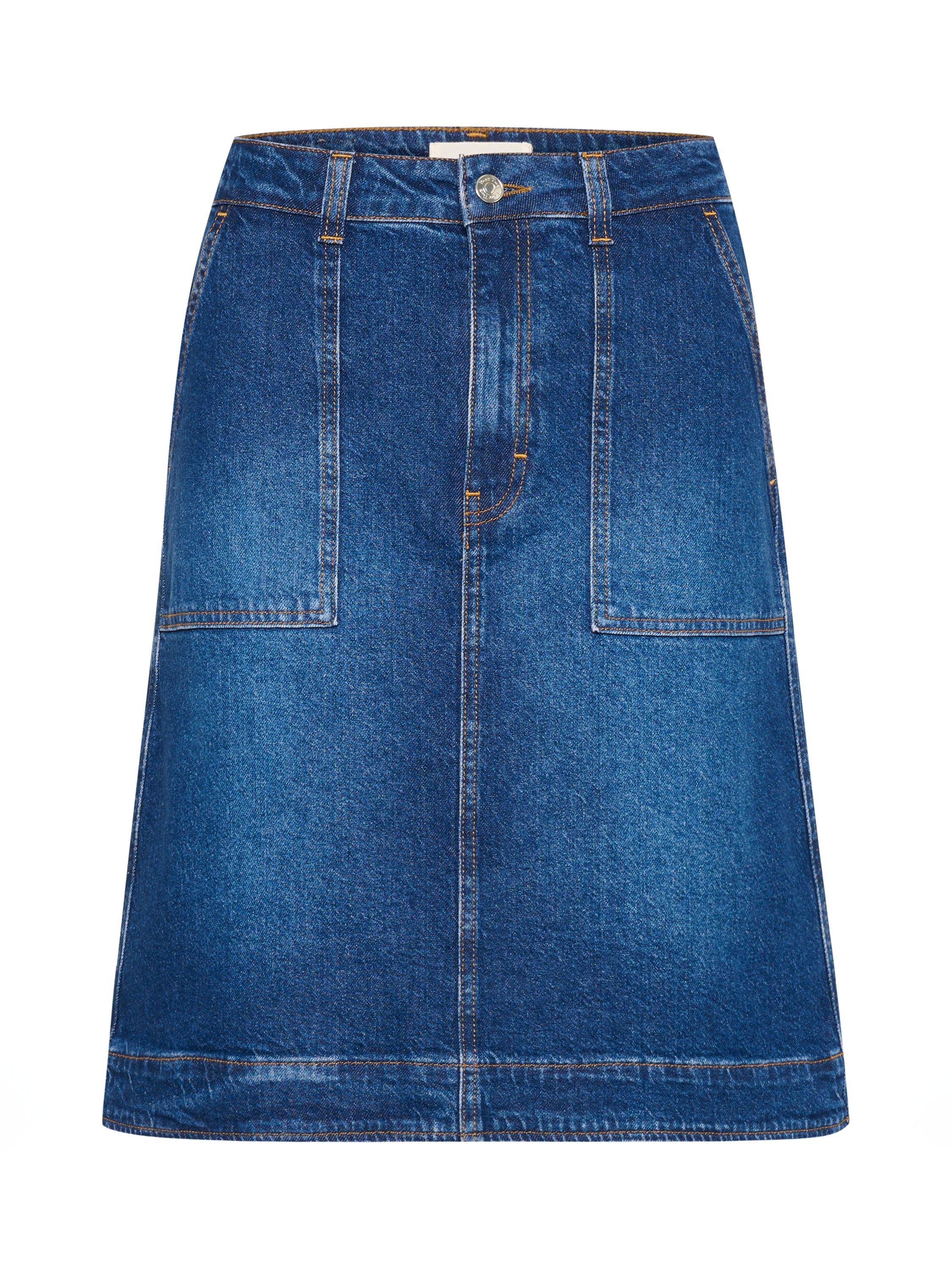 Product image 5 of 6, which shows Part Two Tammie A-Line Denim Skirt, Medium Dark Blue, 8