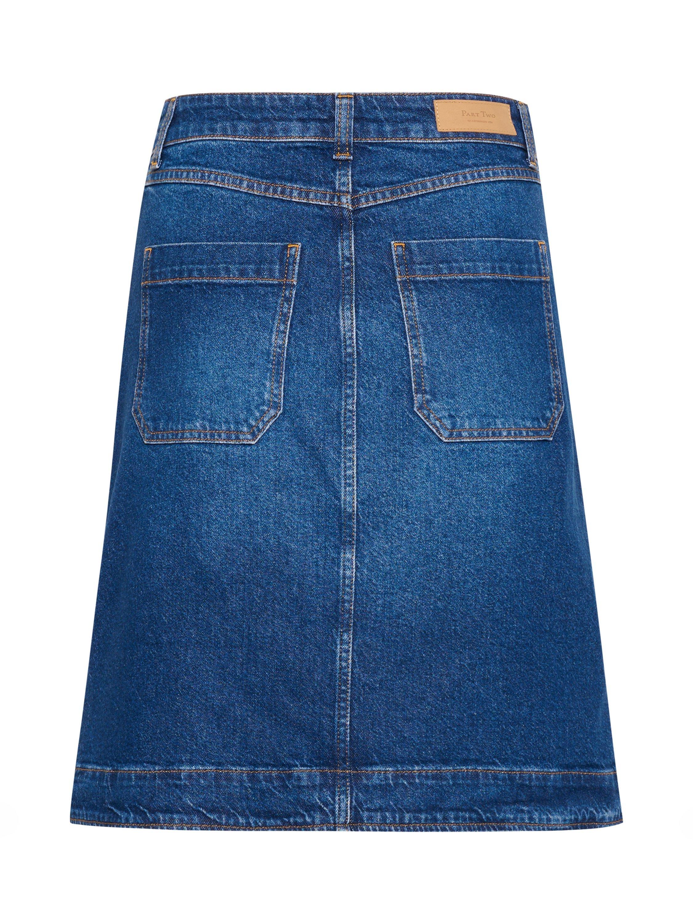 Product image 6 of 6, which shows Part Two Tammie A-Line Denim Skirt, Medium Dark Blue, 8
