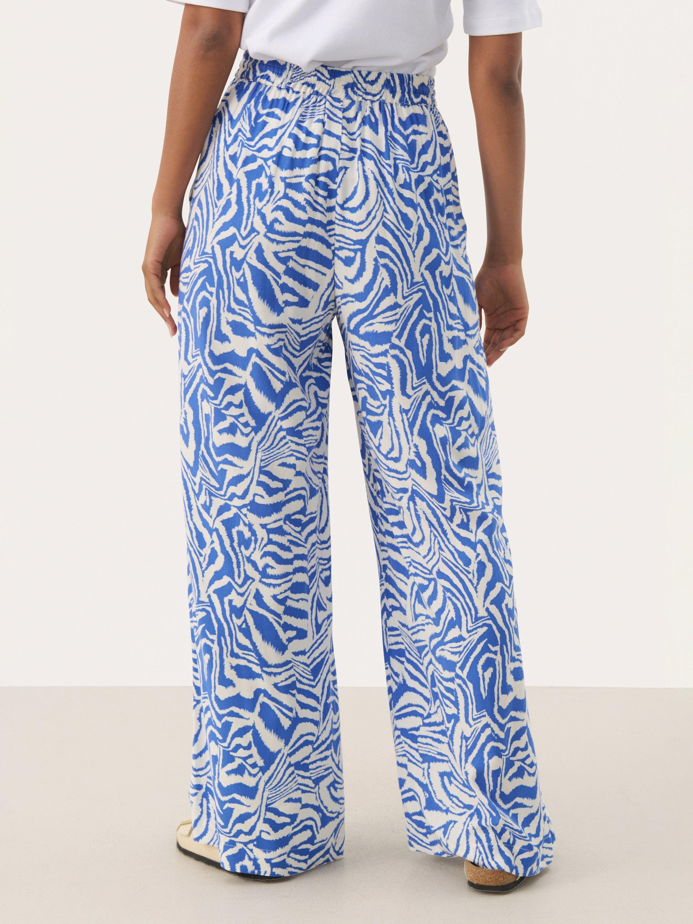 Product image 2 of 6, which shows Part Two Tine Printed Loose Fit Trousers , Blue/Multi, 8