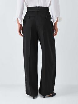 John Lewis Wool Blend Wide Leg Tuxedo Trousers, Black - view 2, Black