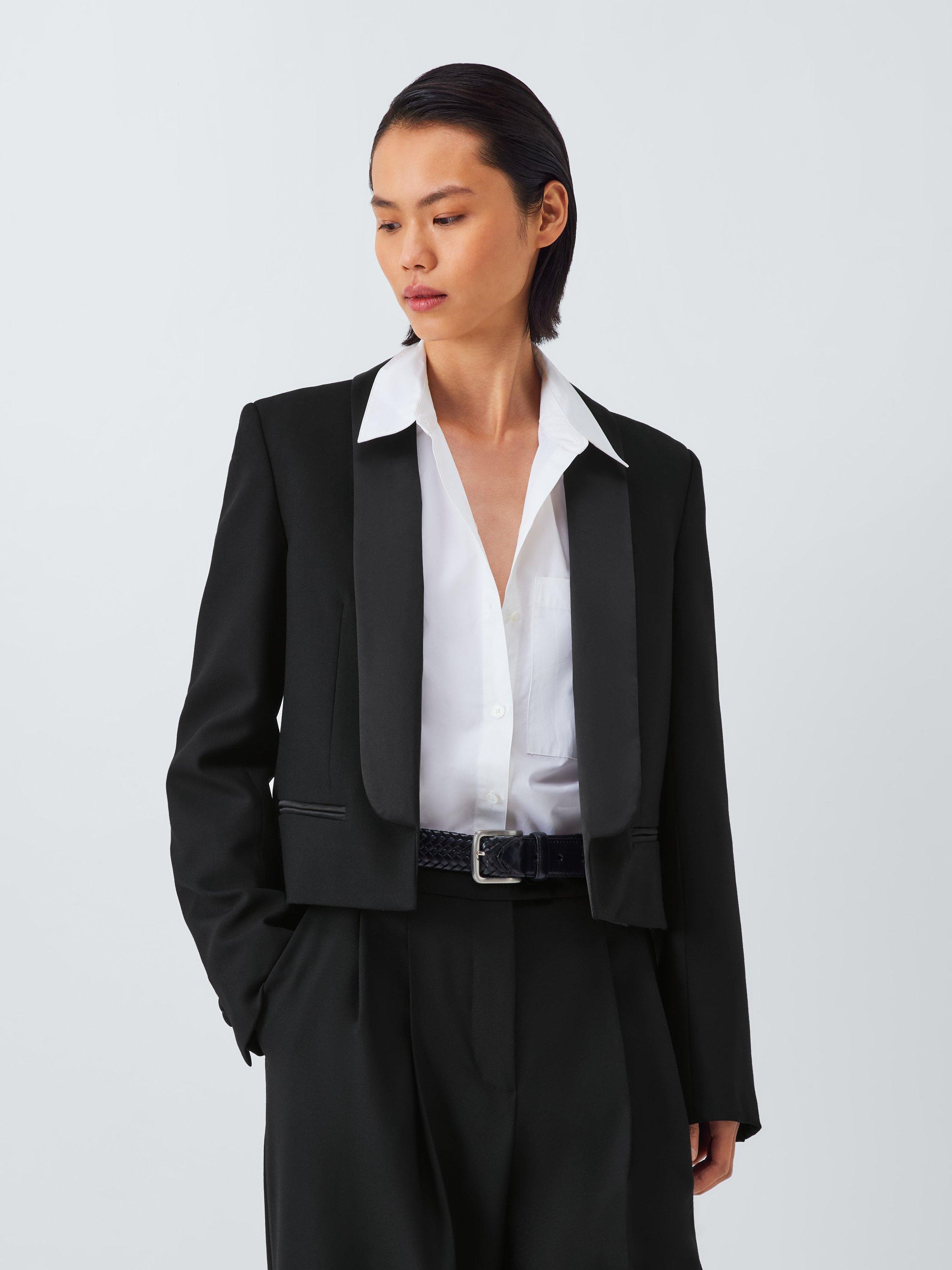 Product image 1 of 6, which shows John Lewis Cropped Tuxedo Jacket, Black, 10