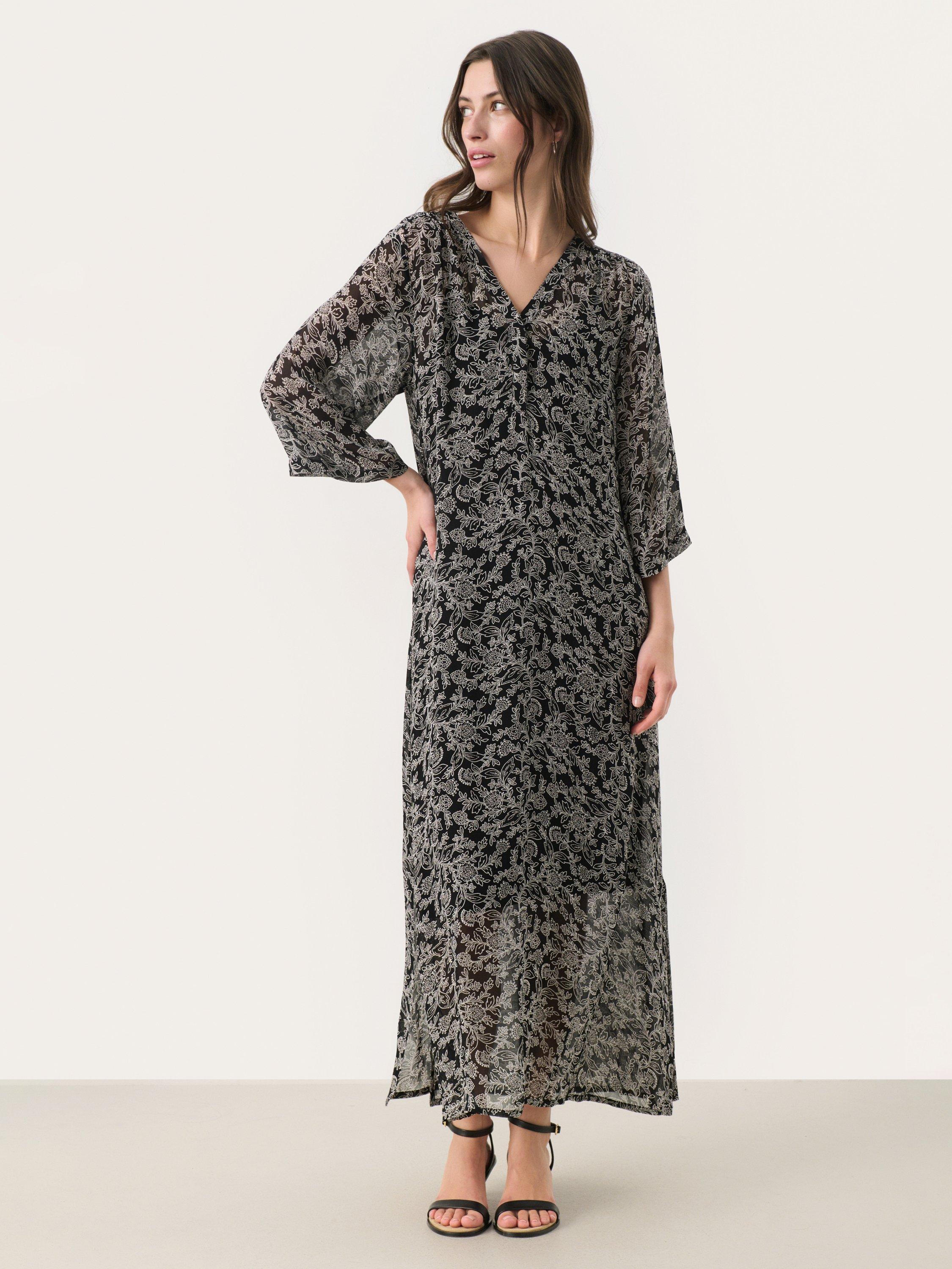 Product image 1 of 6, which shows Part Two Berit Floral Maxi Dress, Black/Multi, 8
