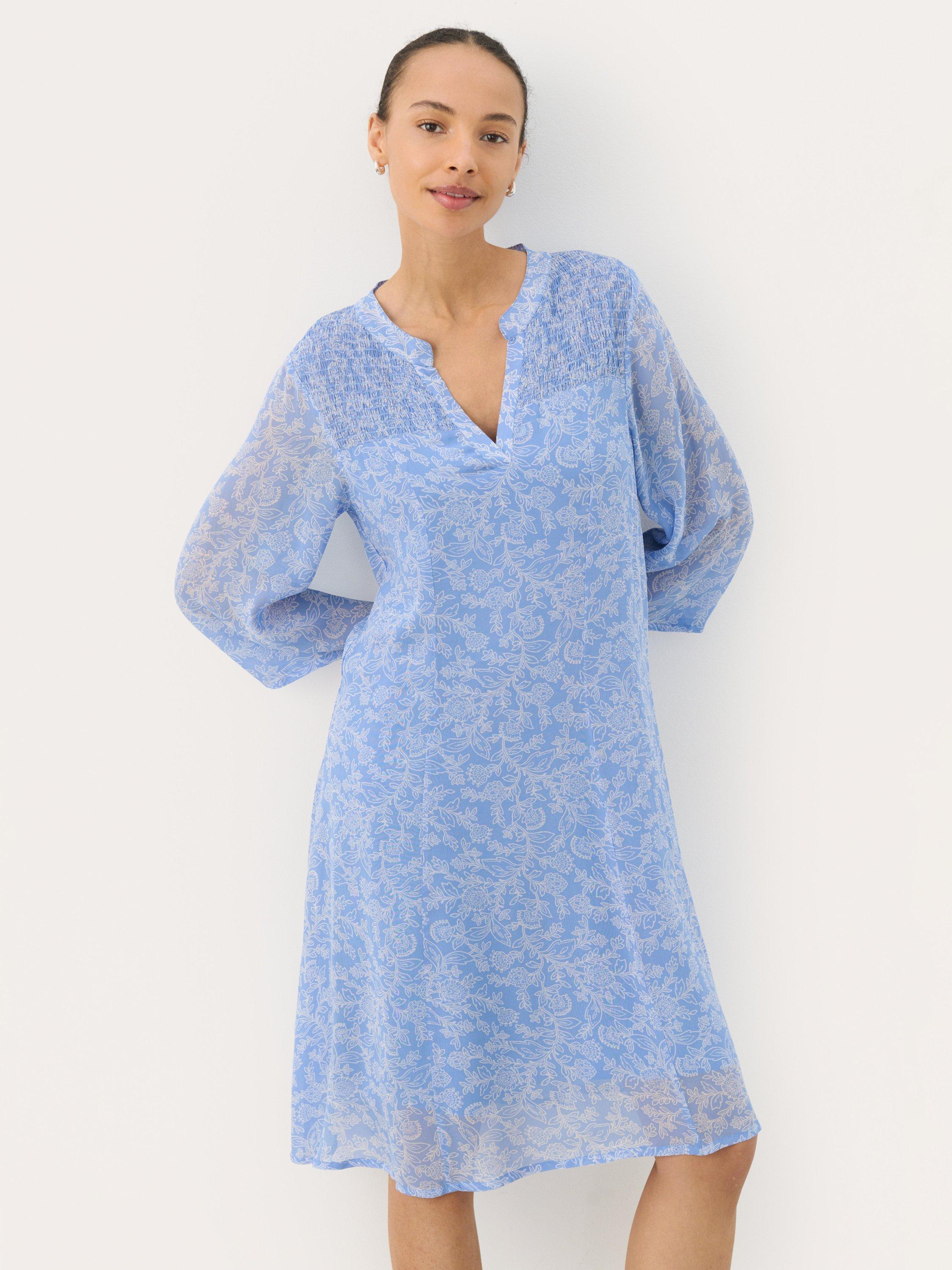 Product image 1 of 6, which shows Part Two Elka V-Neck Long Sleeve Dress, Blue/Multi, 8