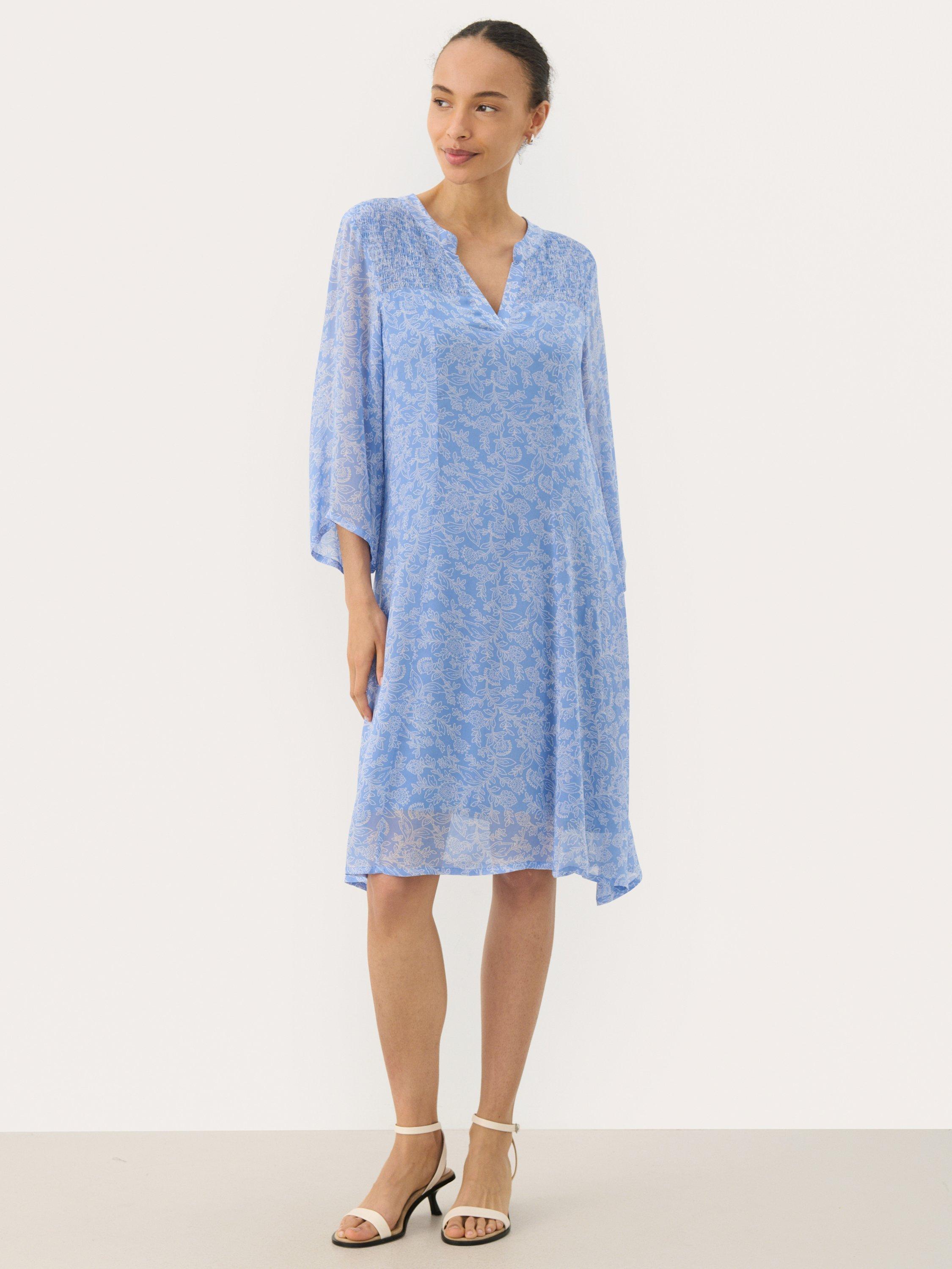 Product image 3 of 6, which shows Part Two Elka V-Neck Long Sleeve Dress, Blue/Multi, 8