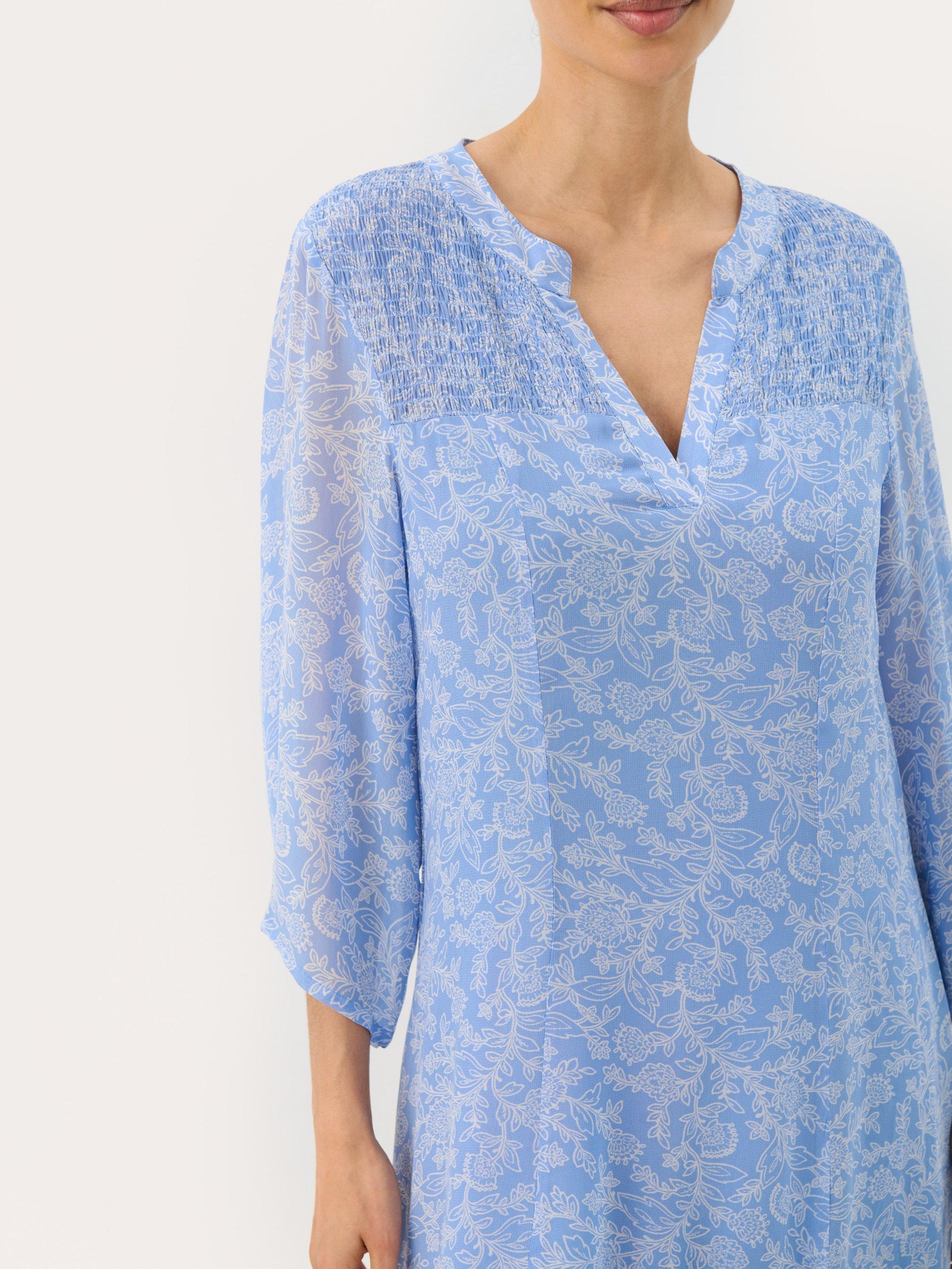 Product image 4 of 6, which shows Part Two Elka V-Neck Long Sleeve Dress, Blue/Multi, 8