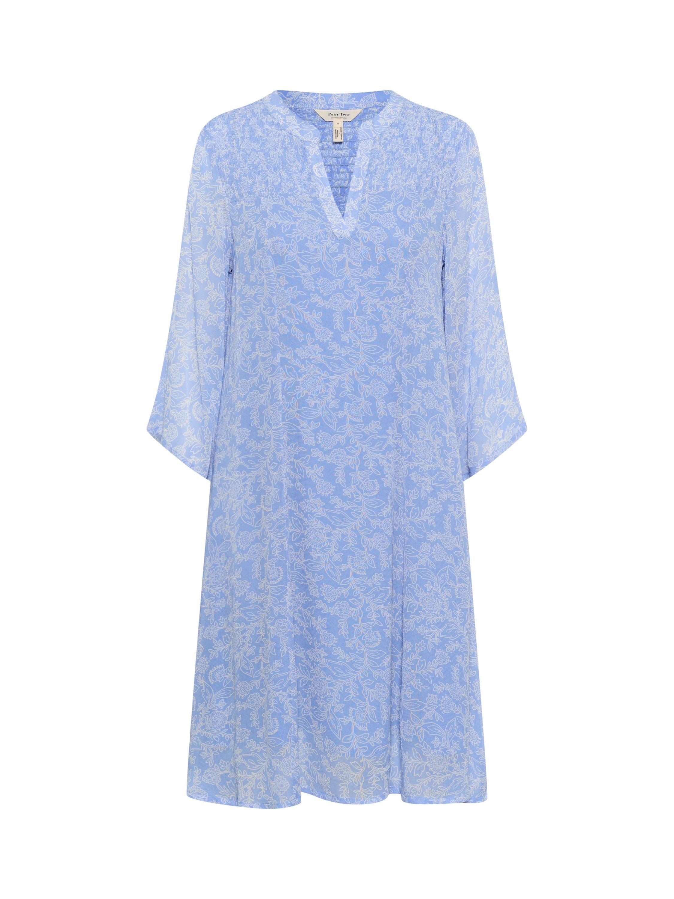 Product image 5 of 6, which shows Part Two Elka V-Neck Long Sleeve Dress, Blue/Multi, 8