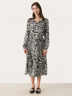 Part Two Shelby Zebra Print Midi Shirt Dress, Black/Multi, Black/Multi