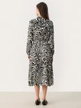 Part Two Shelby Zebra Print Midi Shirt Dress, Black/Multi