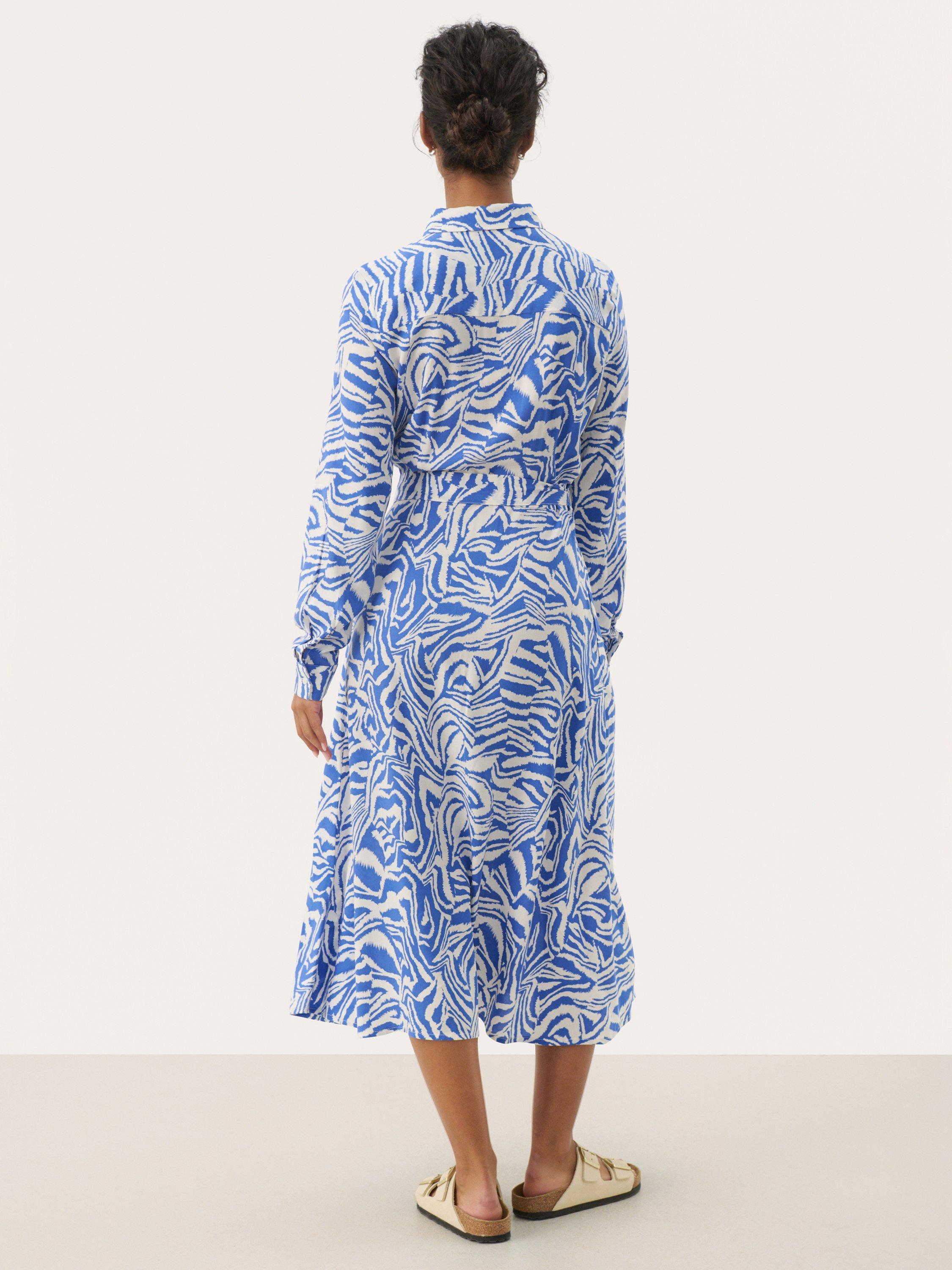 Product image 2 of 6, which shows Part Two Shelby Patterned Midi Dress, Blue/Multi, 8