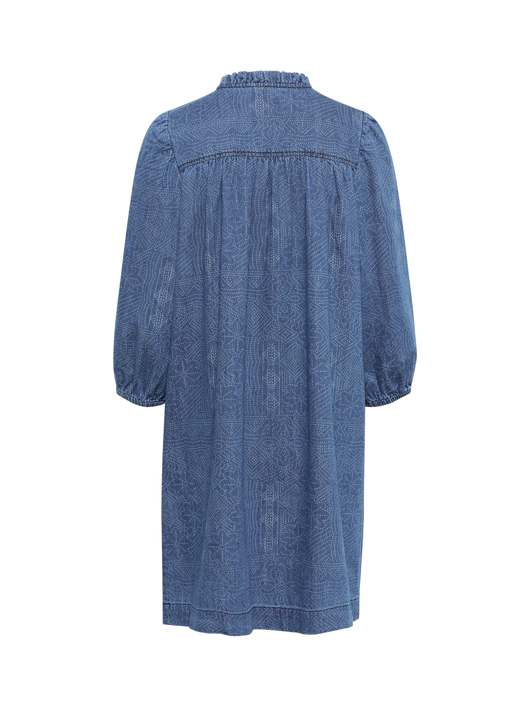 Product image 6 of 6, which shows Part Two Tasha Three Quarter Sleeve Tie Neck Dress, Mid Blue, 8