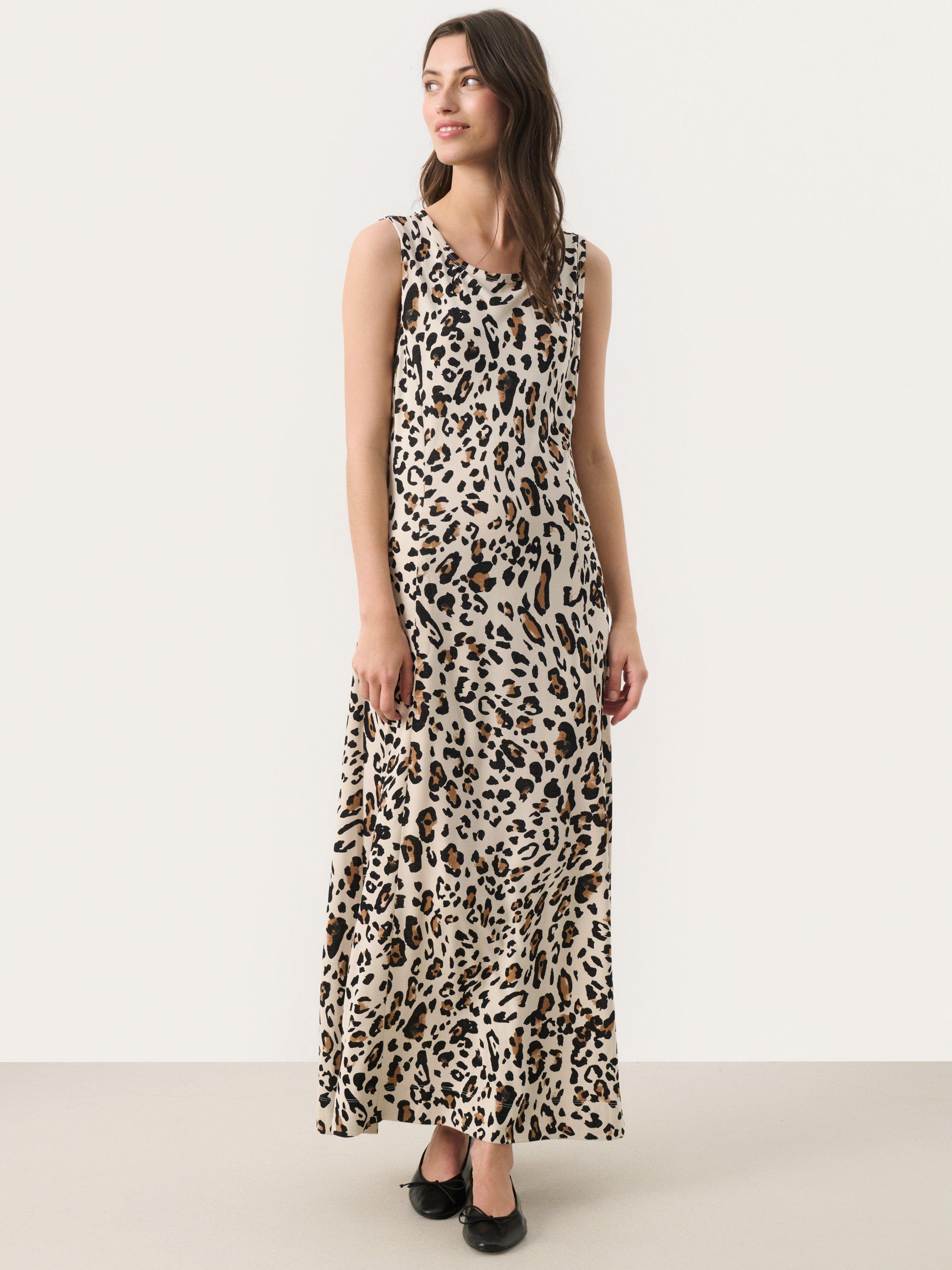 Product image 3 of 6, which shows Part Two Thelma Sleeveless Animal Print Maxi Dress, Beige/Multi, XS