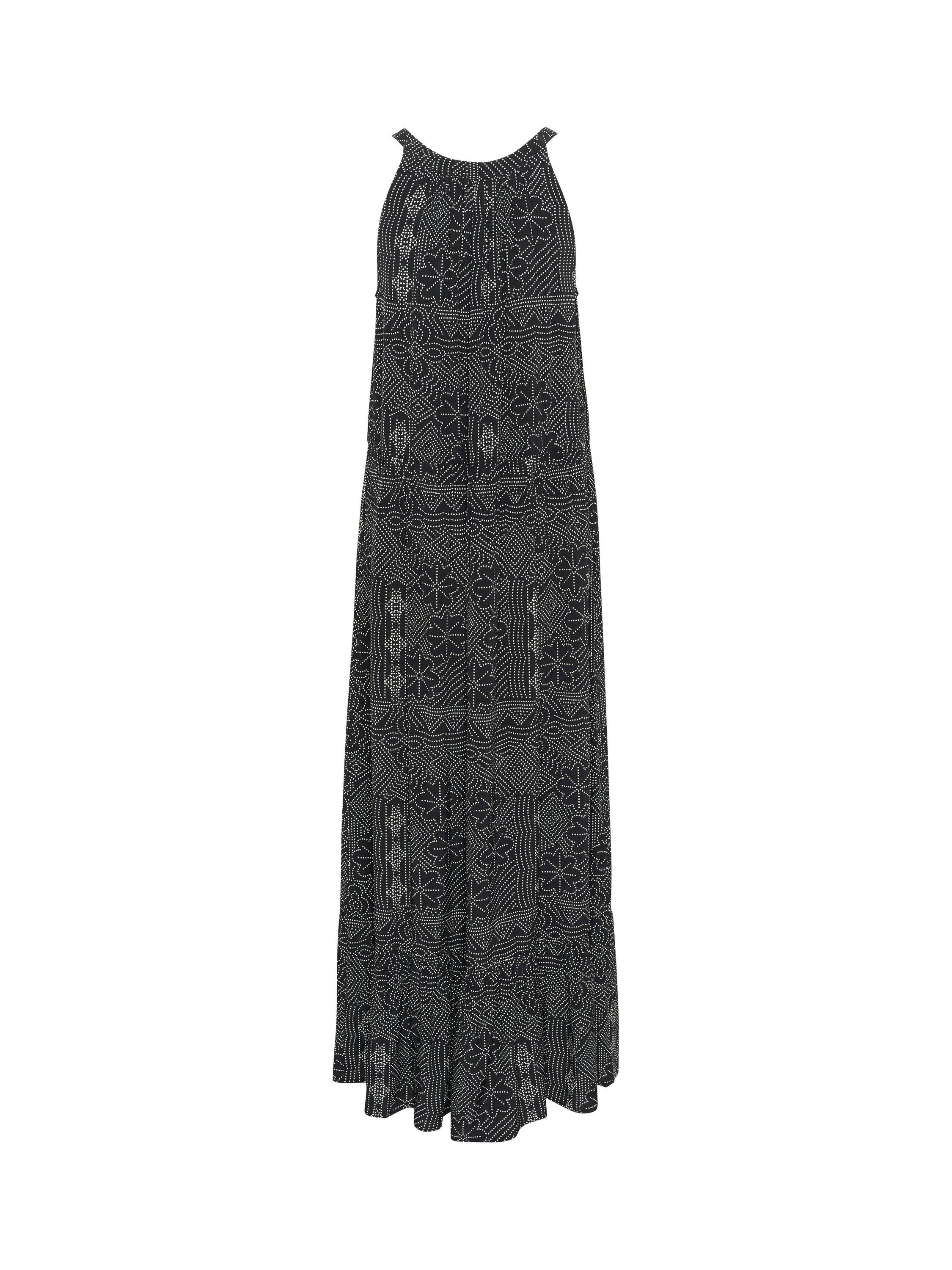 Product image 6 of 6, which shows Part Two Theona Floral Round Neck Sleeveless Maxi Dress, Black/Multi, 8