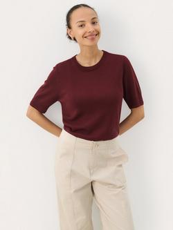 Part Two Natanya Short Sleeve Pure Wool Jumper, Mid Red