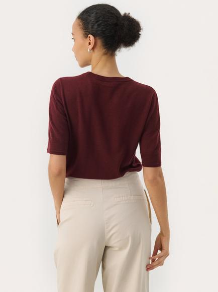 Part Two Natanya Short Sleeve Pure Wool Jumper - view 2, Mid Red