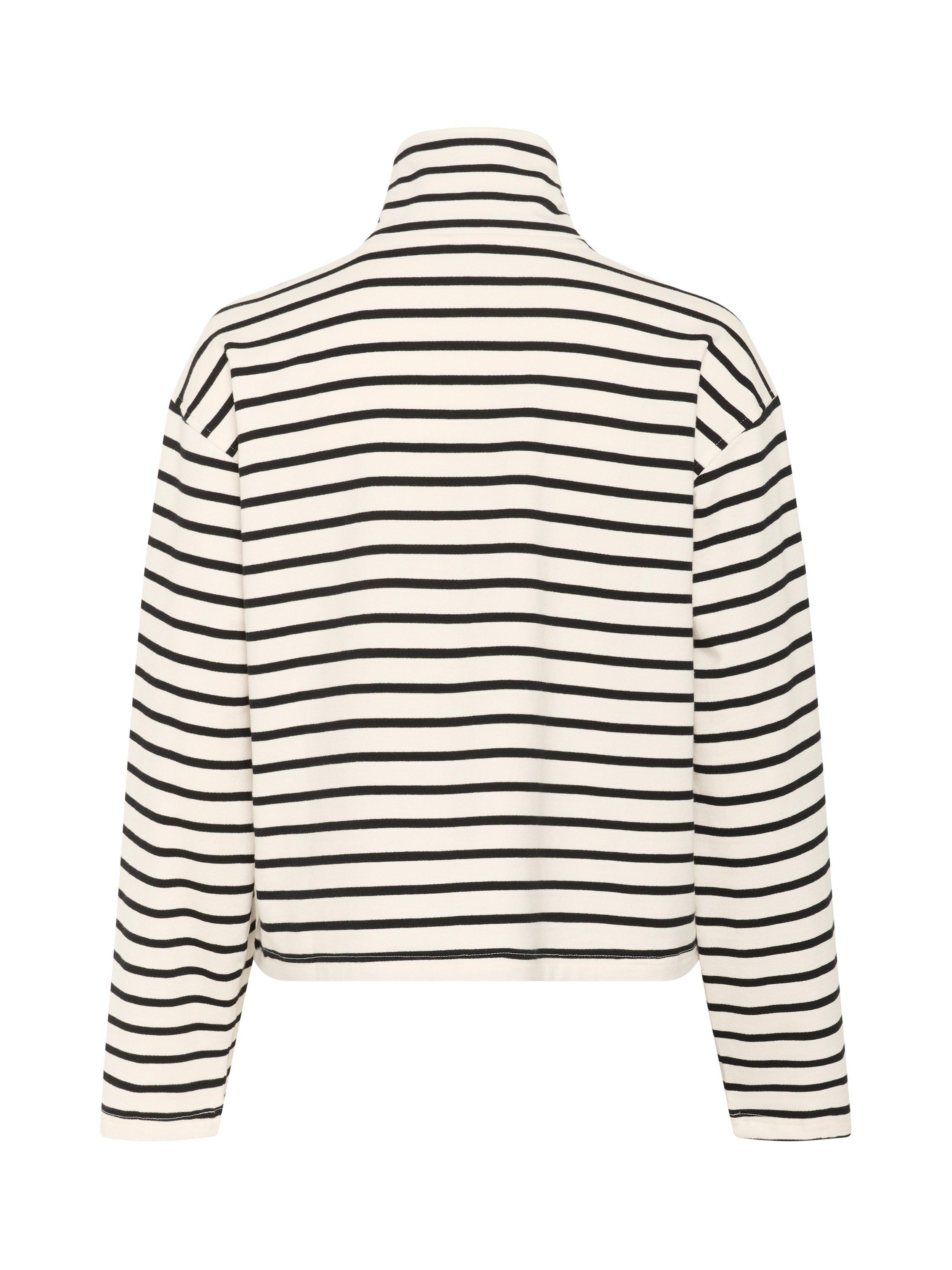 Product image 6 of 6, which shows Part Two Tiana Cotton Collared Striped Sweatshirt , Black/Multi, XS