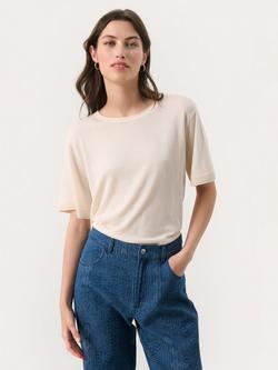 Part Two Tinni Cotton Blend Short Sleeve Jumper, White