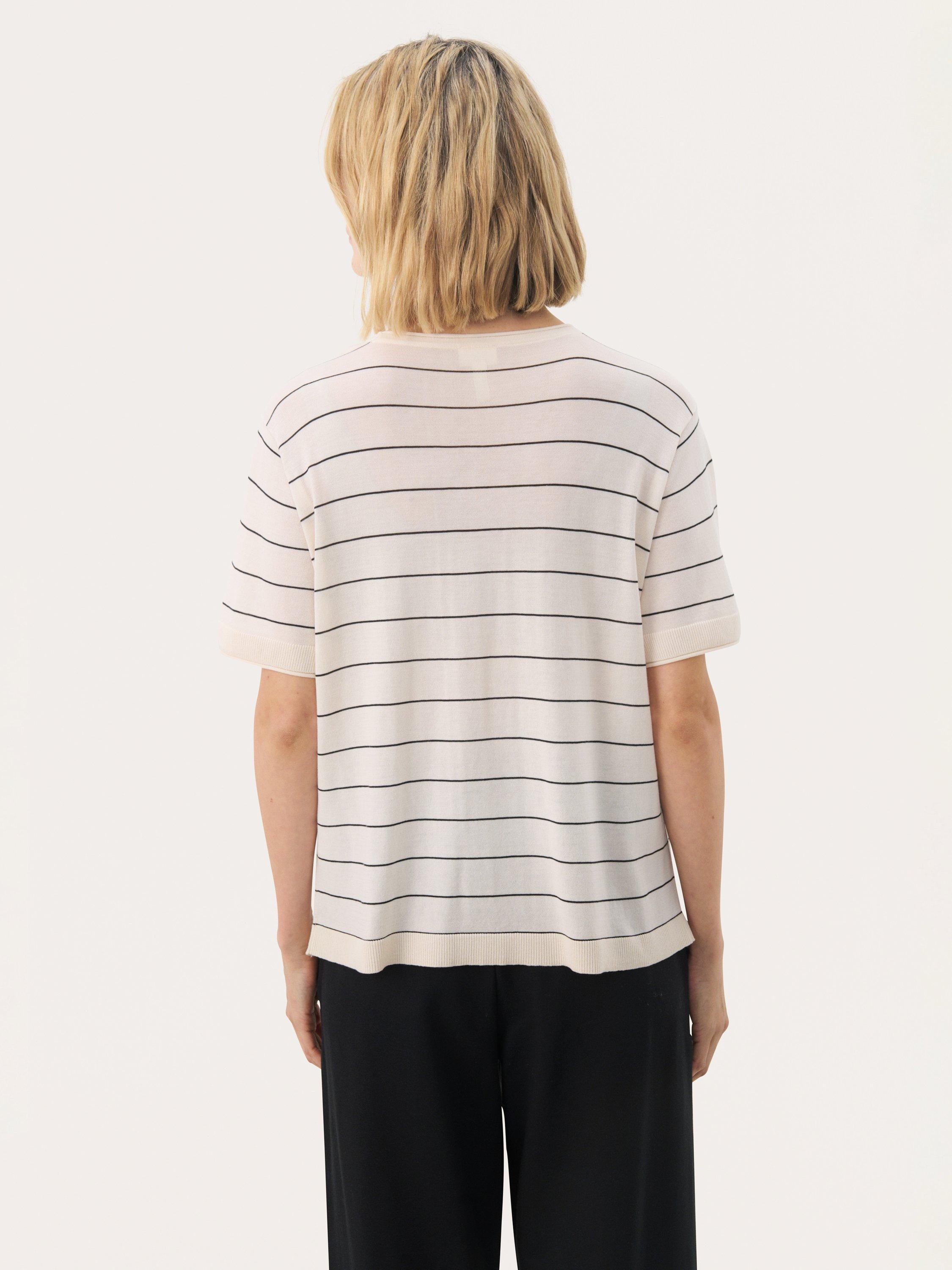 Product image 2 of 6, which shows Part Two Tinni Cotton Blend Striped Short Sleeve Jumper , Black/Multi, XS