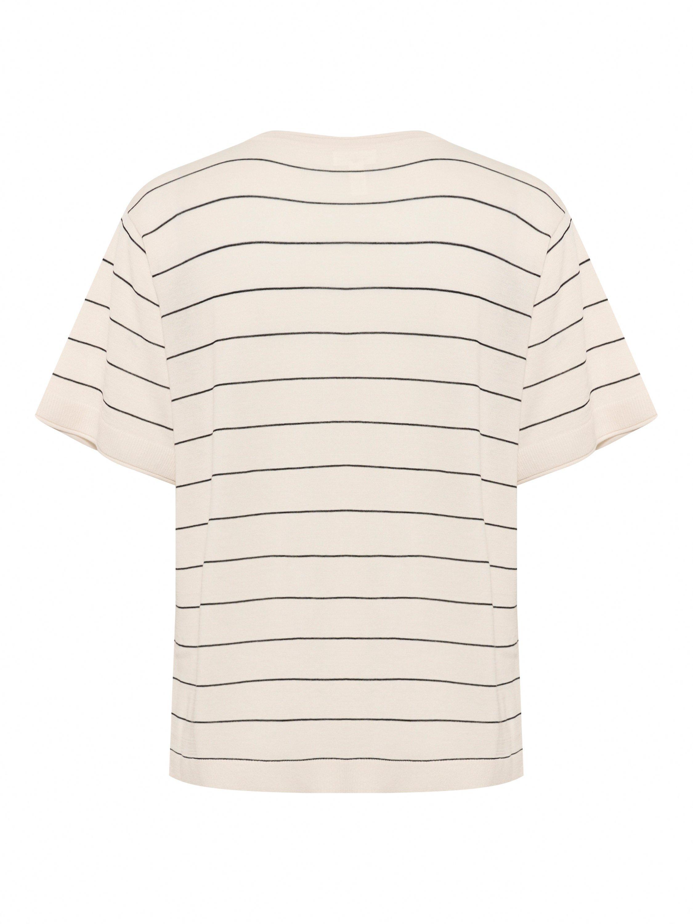 Product image 6 of 6, which shows Part Two Tinni Cotton Blend Striped Short Sleeve Jumper , Black/Multi, XS