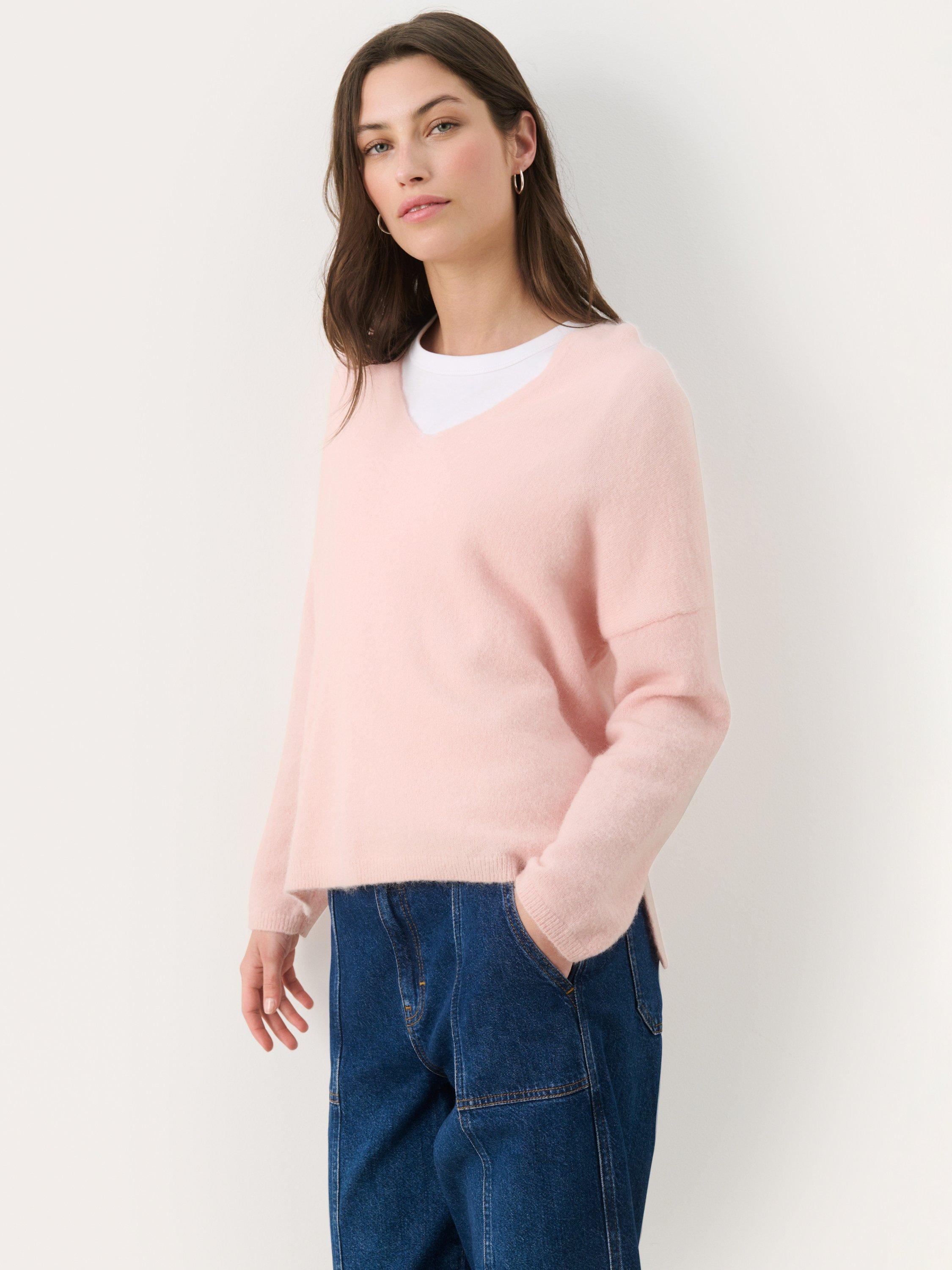 Product image 1 of 6, which shows Part Two Titina Wool Blend Knitted Long Sleeve Jumper , Mid Pink, M