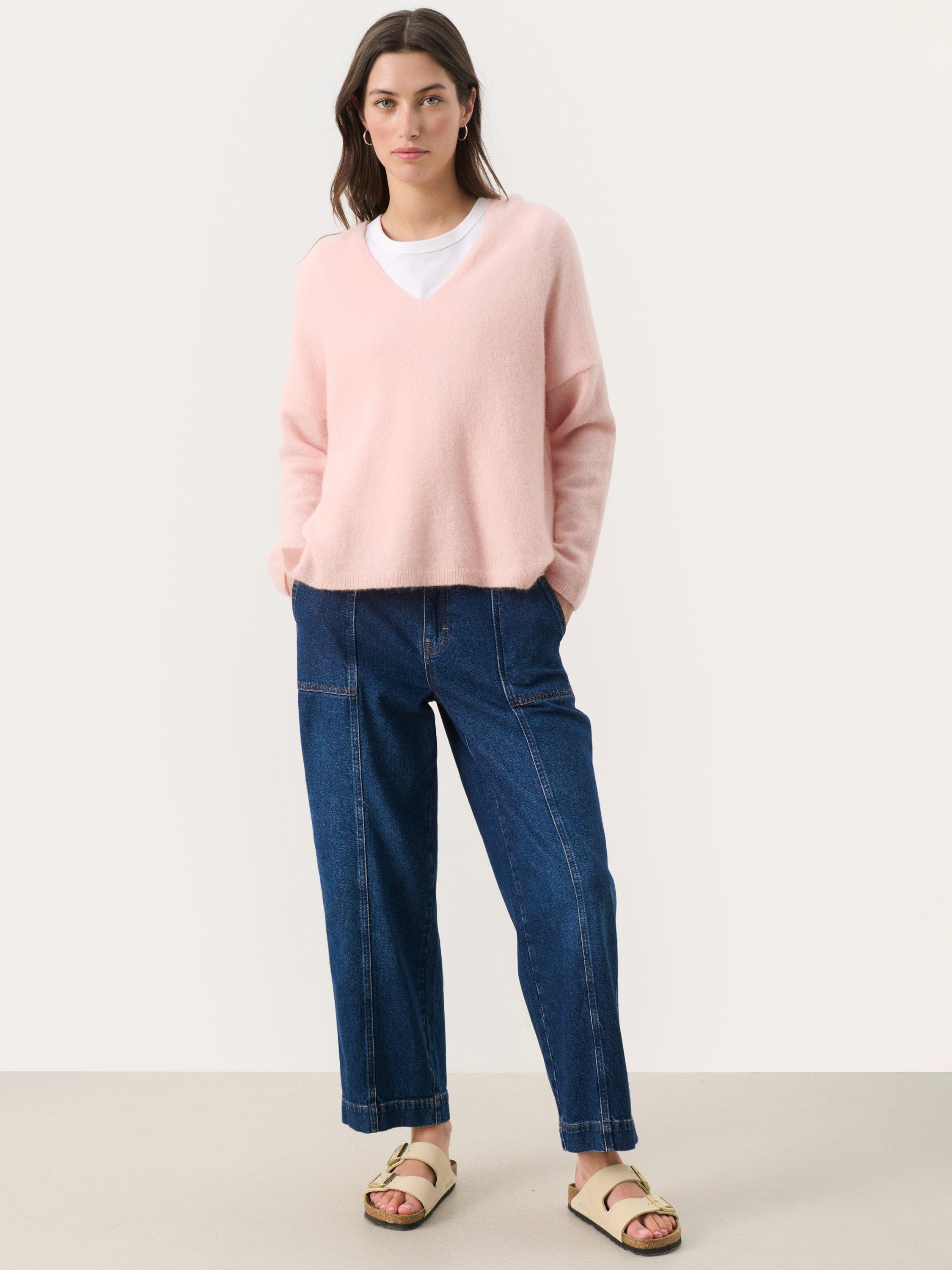 Product image 3 of 6, which shows Part Two Titina Wool Blend Knitted Long Sleeve Jumper , Mid Pink, M