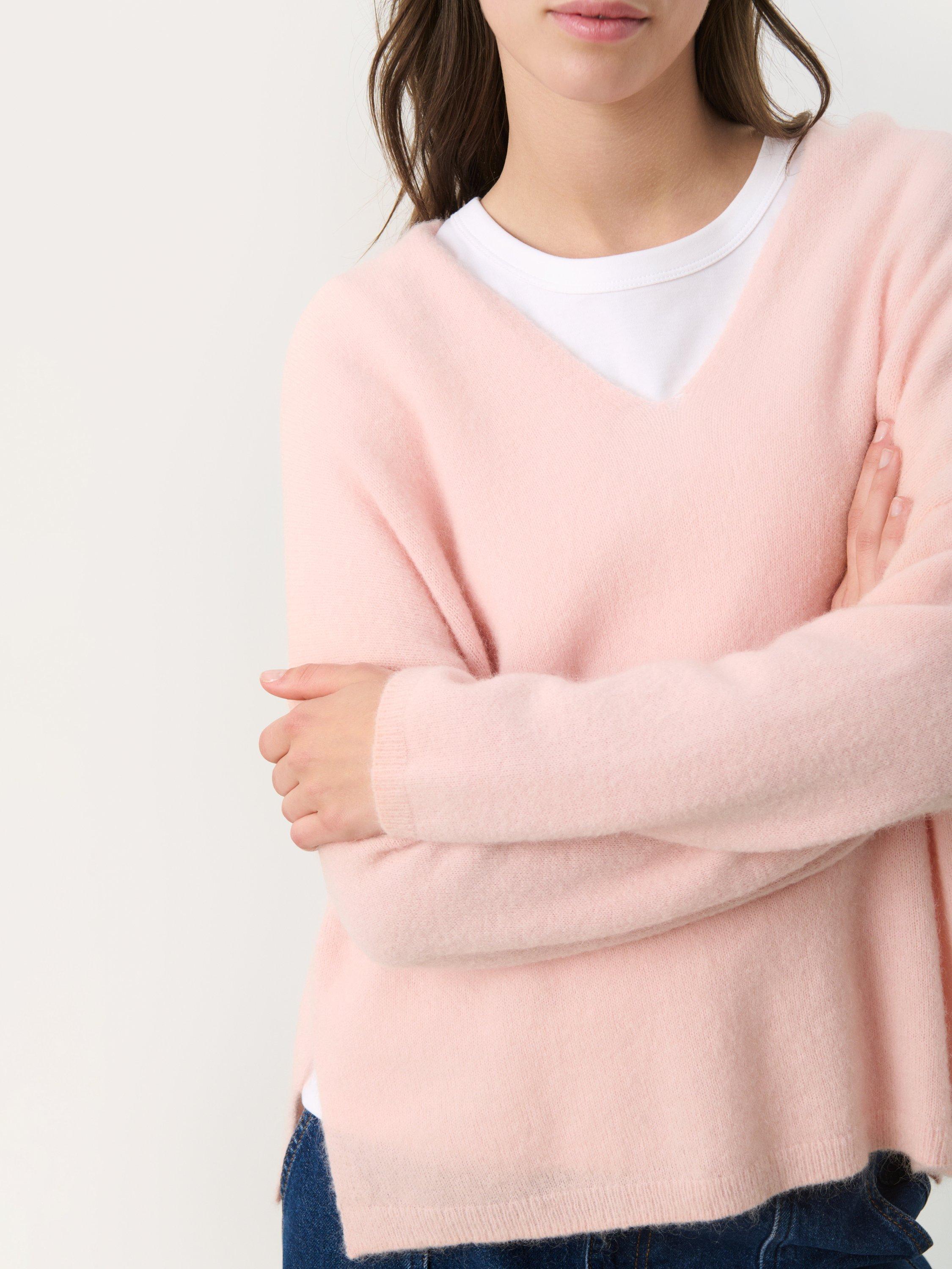 Product image 4 of 6, which shows Part Two Titina Wool Blend Knitted Long Sleeve Jumper , Mid Pink, M