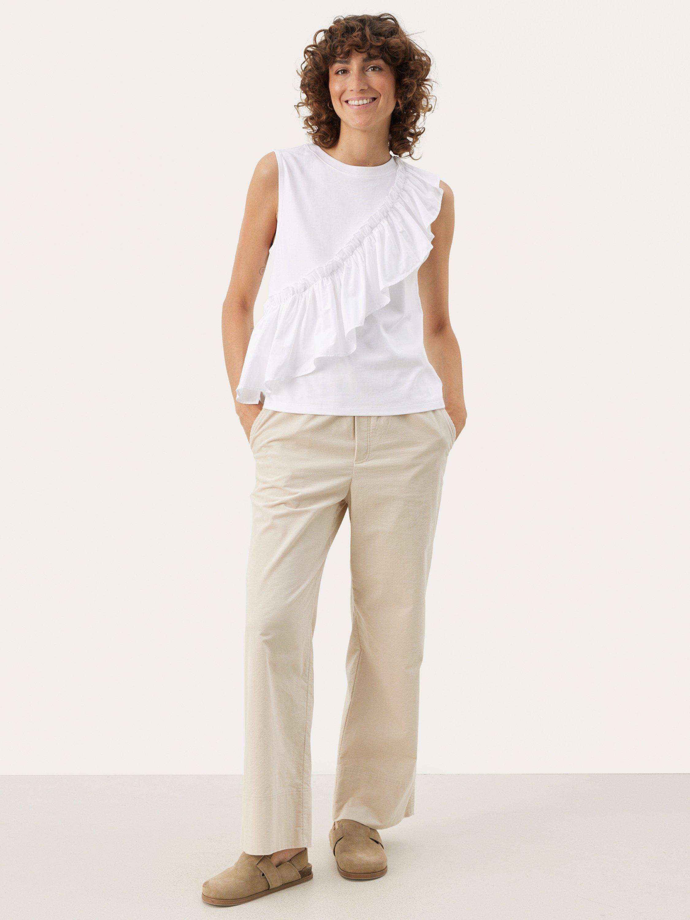 Product image 3 of 6, which shows Part Two Julieve Cotton Ruffle Detail Blouse, White, XS