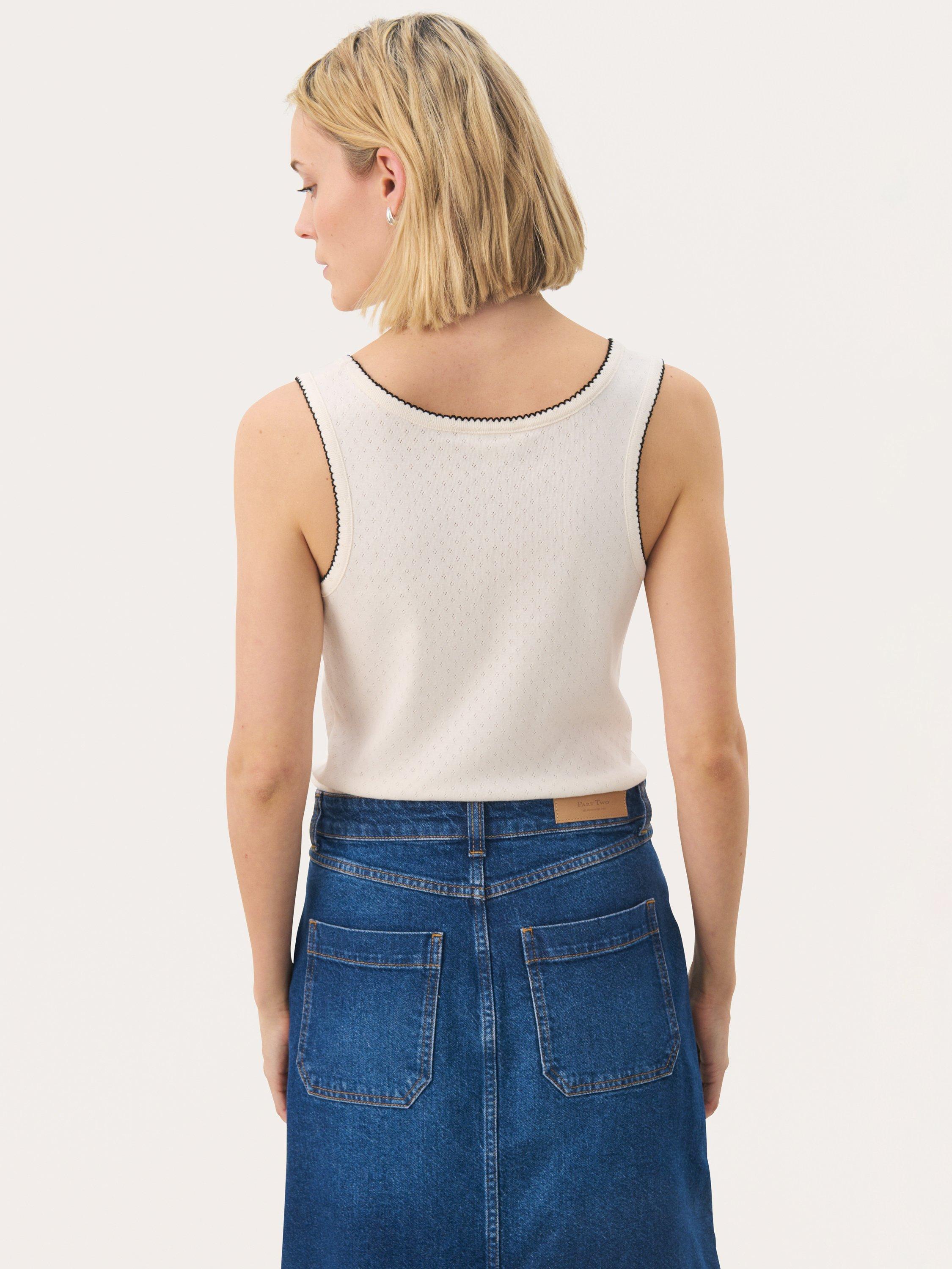 Product image 2 of 6, which shows Part Two Juliannes Cotton Sleeveless Tank Top, White, L
