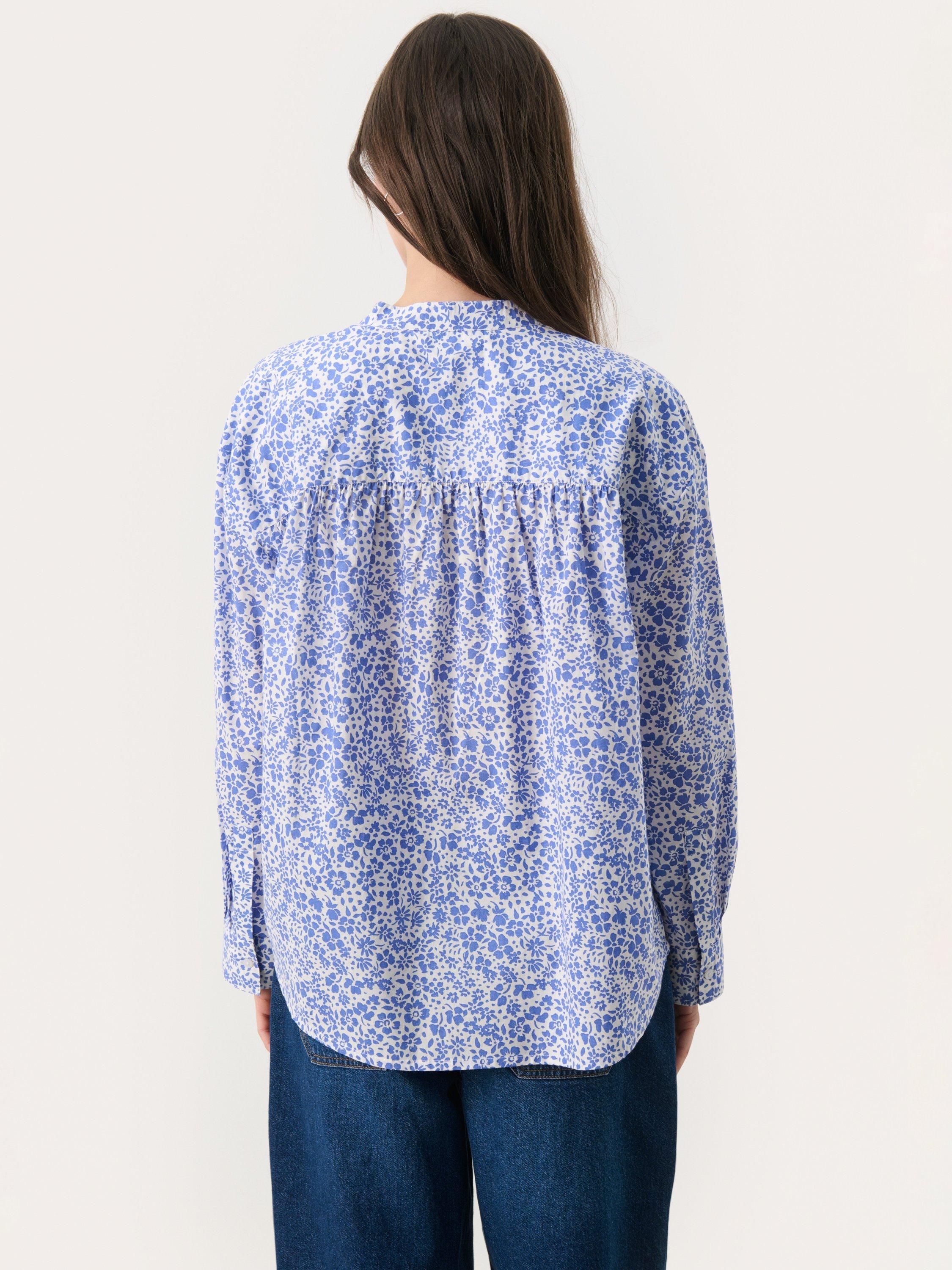 Product image 2 of 6, which shows Part Two NatalePW Floral Long Sleeve V-Neck Blouse, Blue/Multi, 8