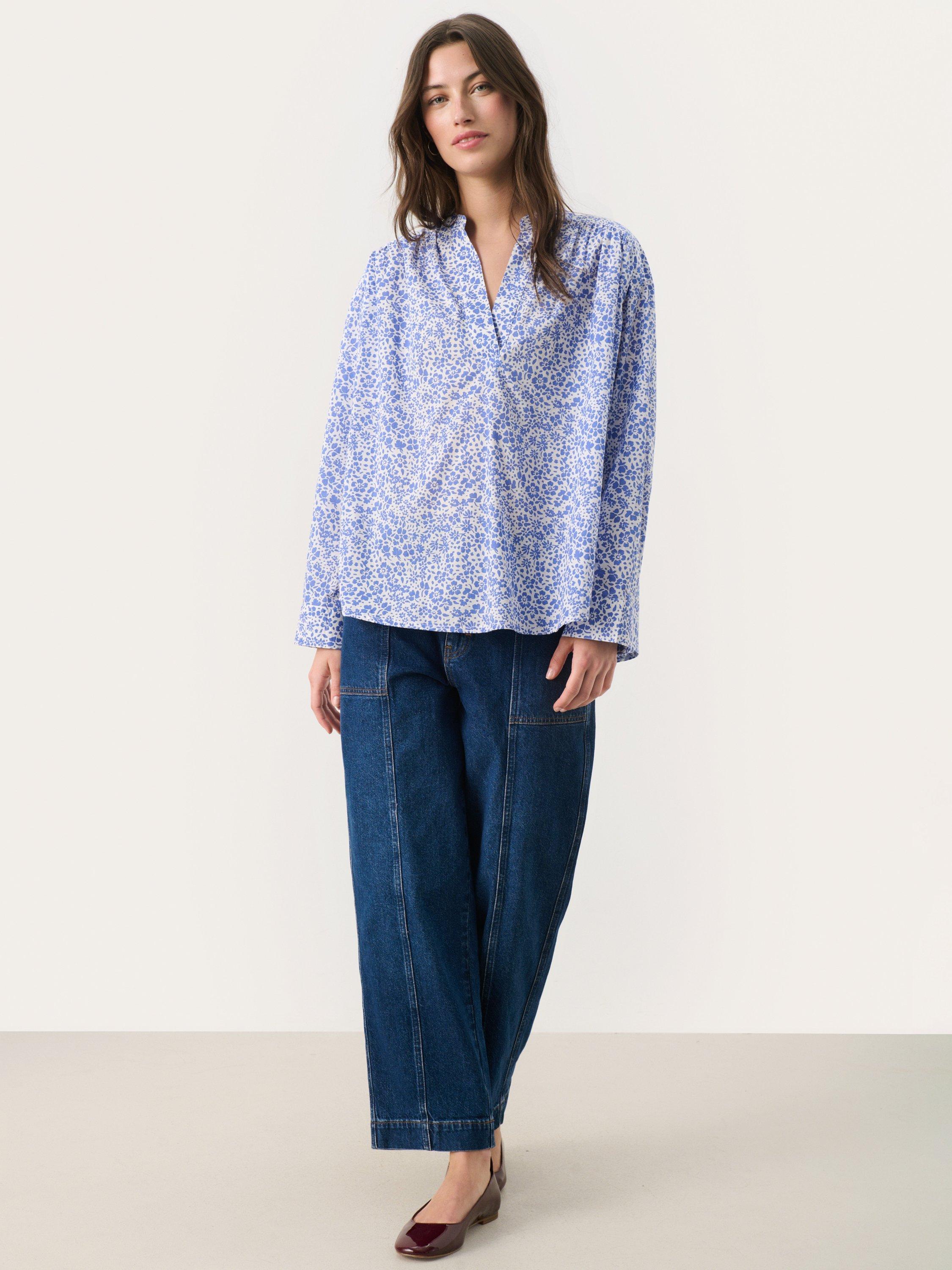 Product image 3 of 6, which shows Part Two NatalePW Floral Long Sleeve V-Neck Blouse, Blue/Multi, 8