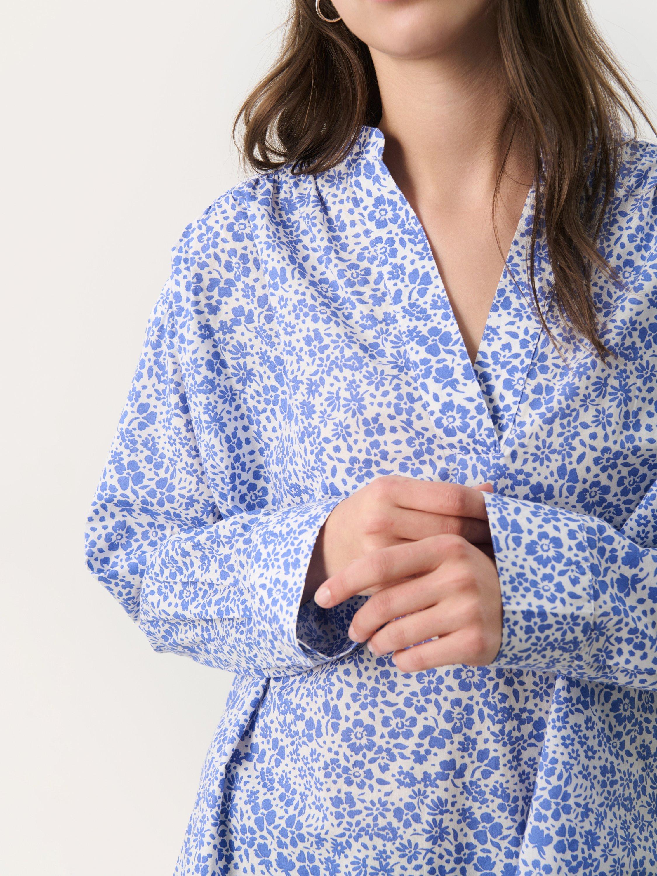 Product image 4 of 6, which shows Part Two NatalePW Floral Long Sleeve V-Neck Blouse, Blue/Multi, 8