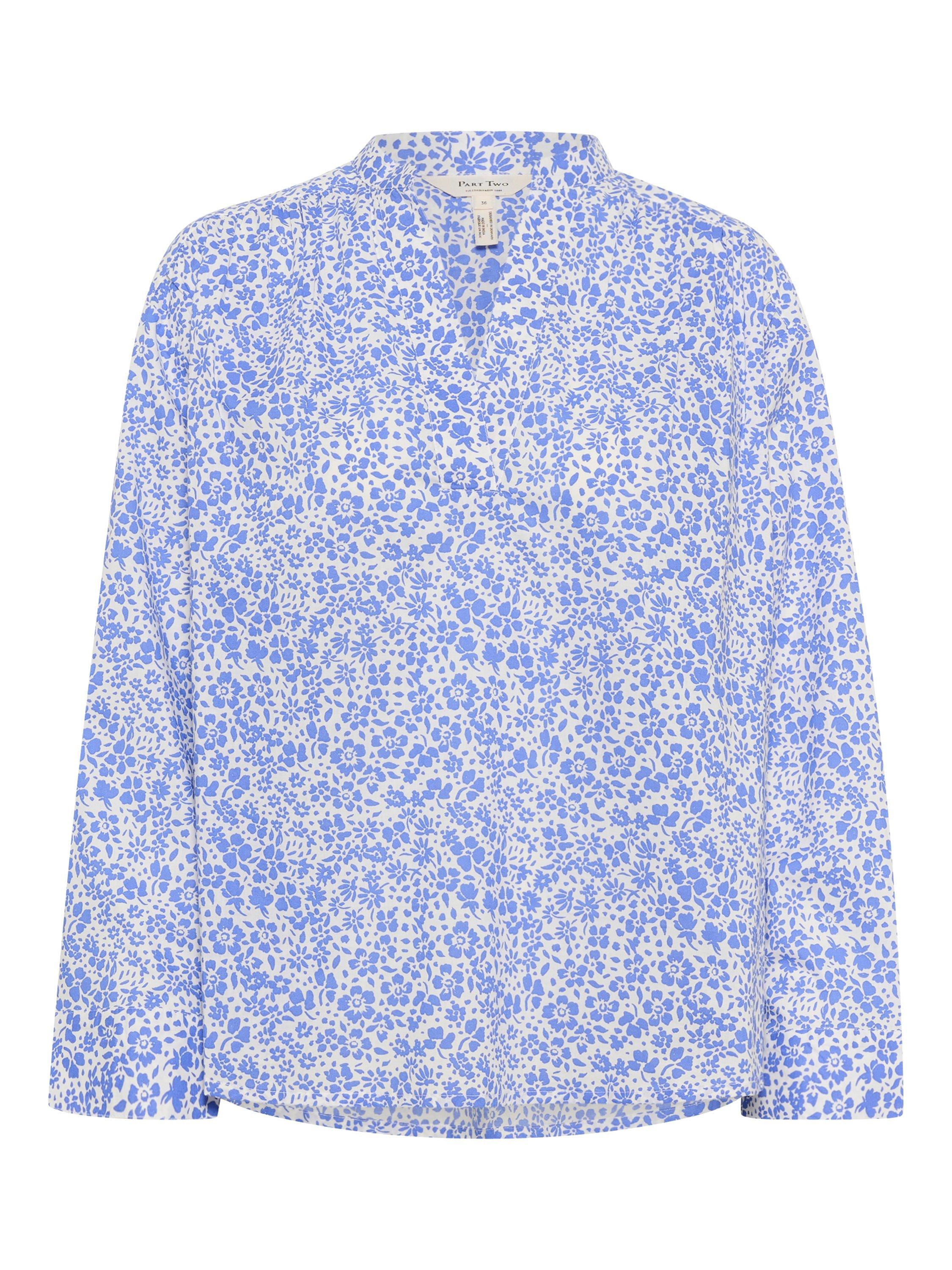Product image 5 of 6, which shows Part Two NatalePW Floral Long Sleeve V-Neck Blouse, Blue/Multi, 8