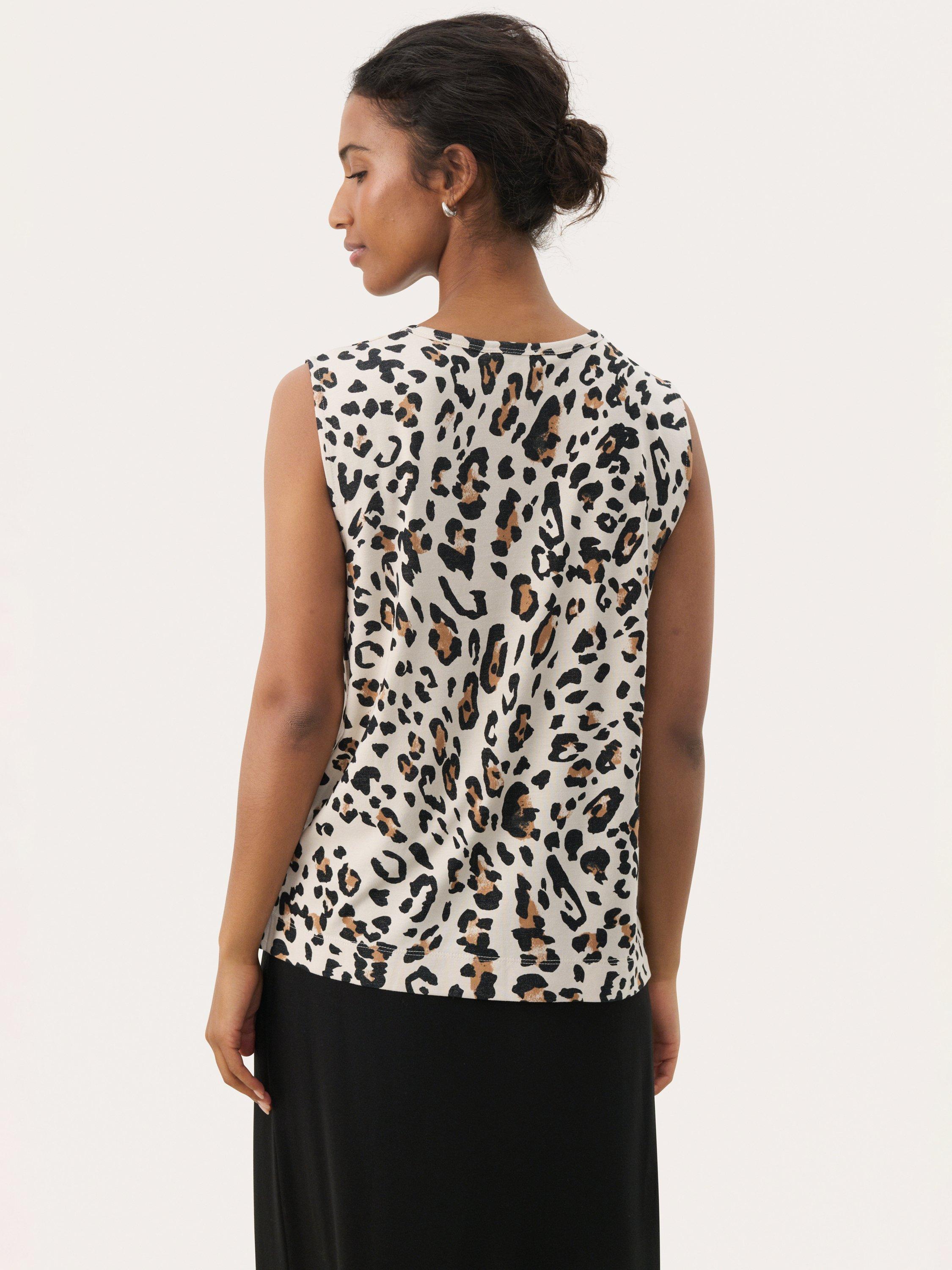Product image 2 of 6, which shows Part Two Tessie Animal Print Sleeveless Top, Beige/Multi, XS