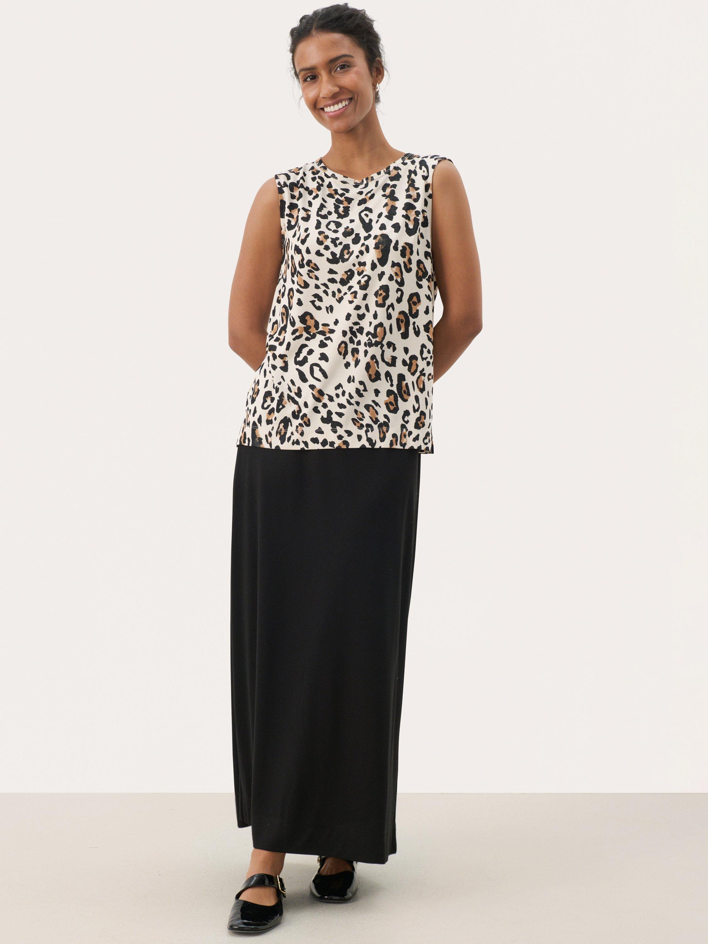 Product image 3 of 6, which shows Part Two Tessie Animal Print Sleeveless Top, Beige/Multi, XS