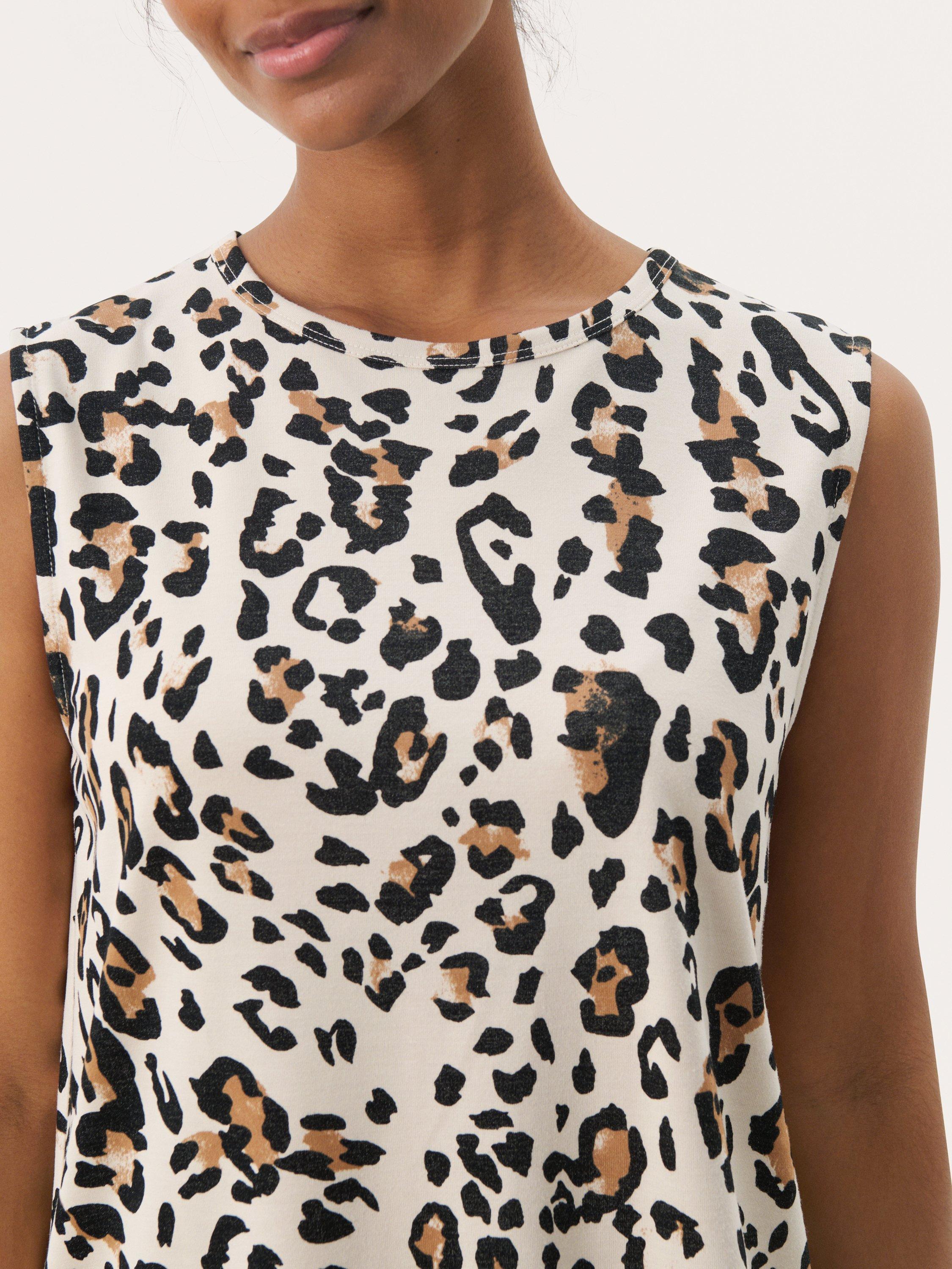 Product image 4 of 6, which shows Part Two Tessie Animal Print Sleeveless Top, Beige/Multi, XS