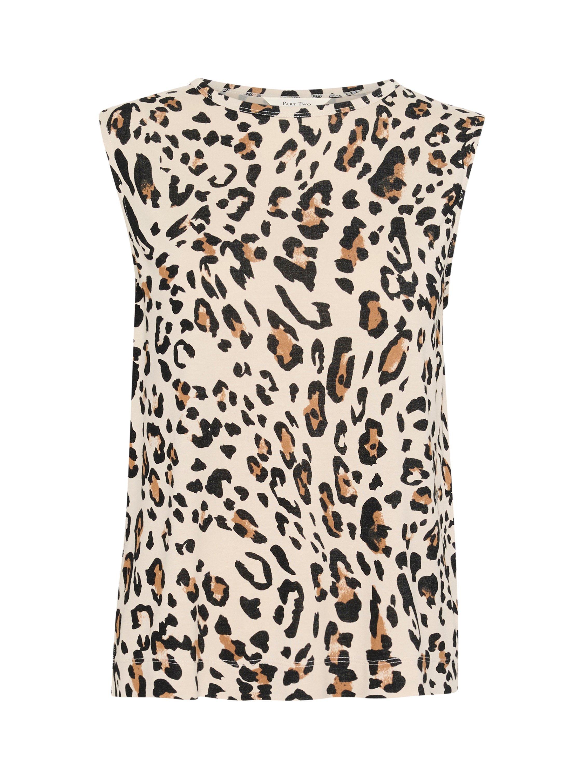 Product image 5 of 6, which shows Part Two Tessie Animal Print Sleeveless Top, Beige/Multi, XS